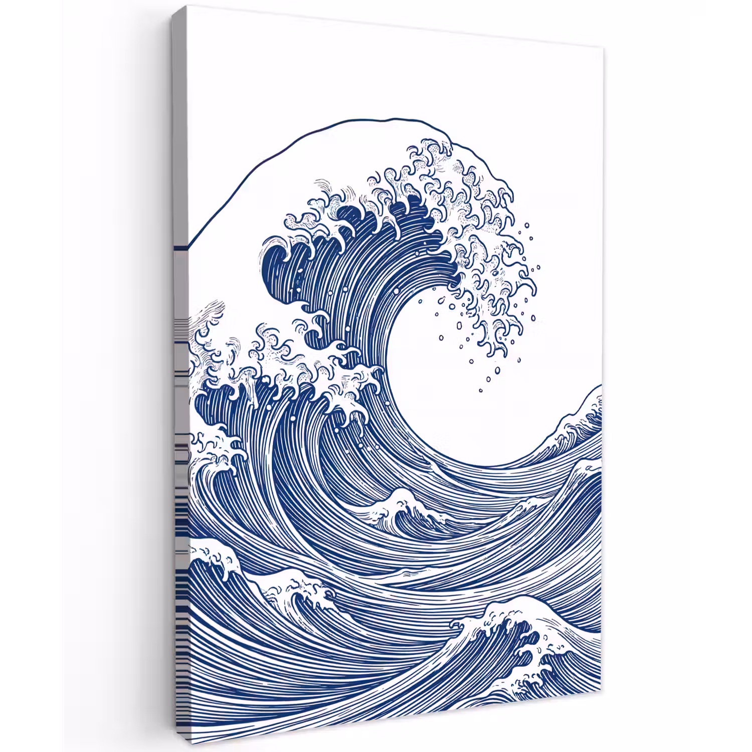 Golf - Japans - Zee - Illustratie - Blauw Tuinposter op houten frame 2 cm dik klein -3d