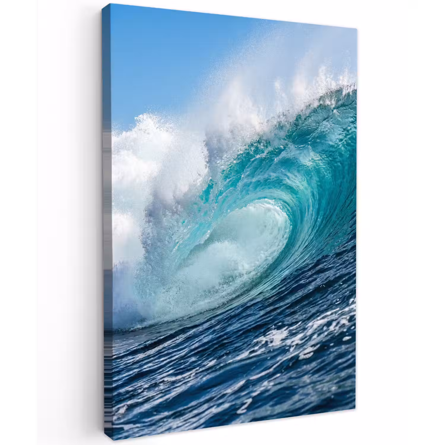 Golf - Oceaan - Water - Dynamisch - Blauw Tuinposter op houten frame 2 cm dik klein -3d