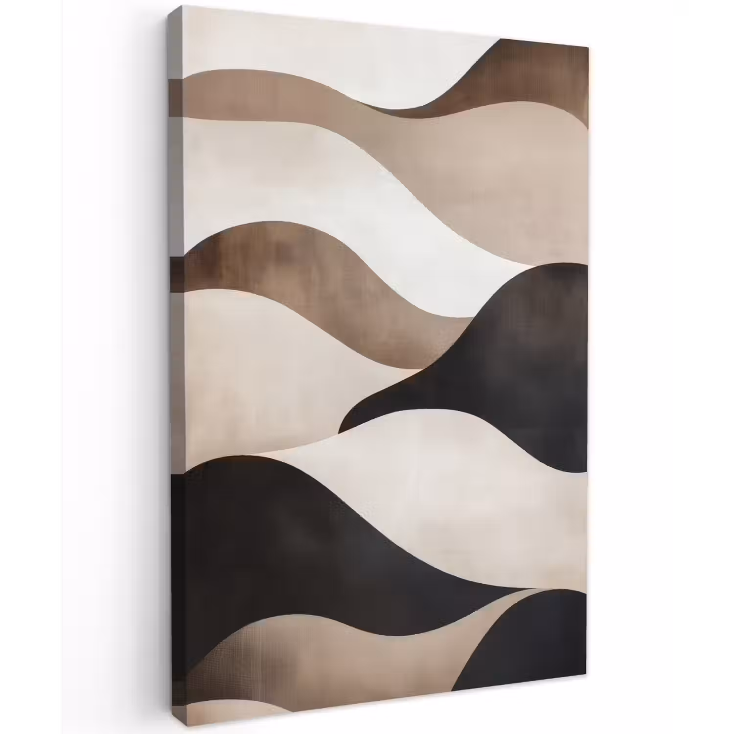 Golven - Abstract - Beige Tuinposter op houten frame 2 cm dik klein -3d