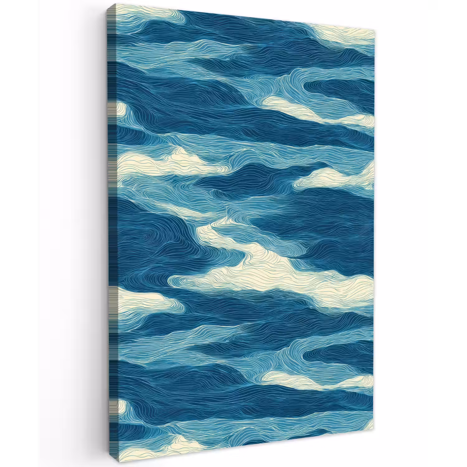 Golven - Abstract - Patroon - Blauw - Wit Tuinposter op houten frame 2 cm dik klein 841 -3d