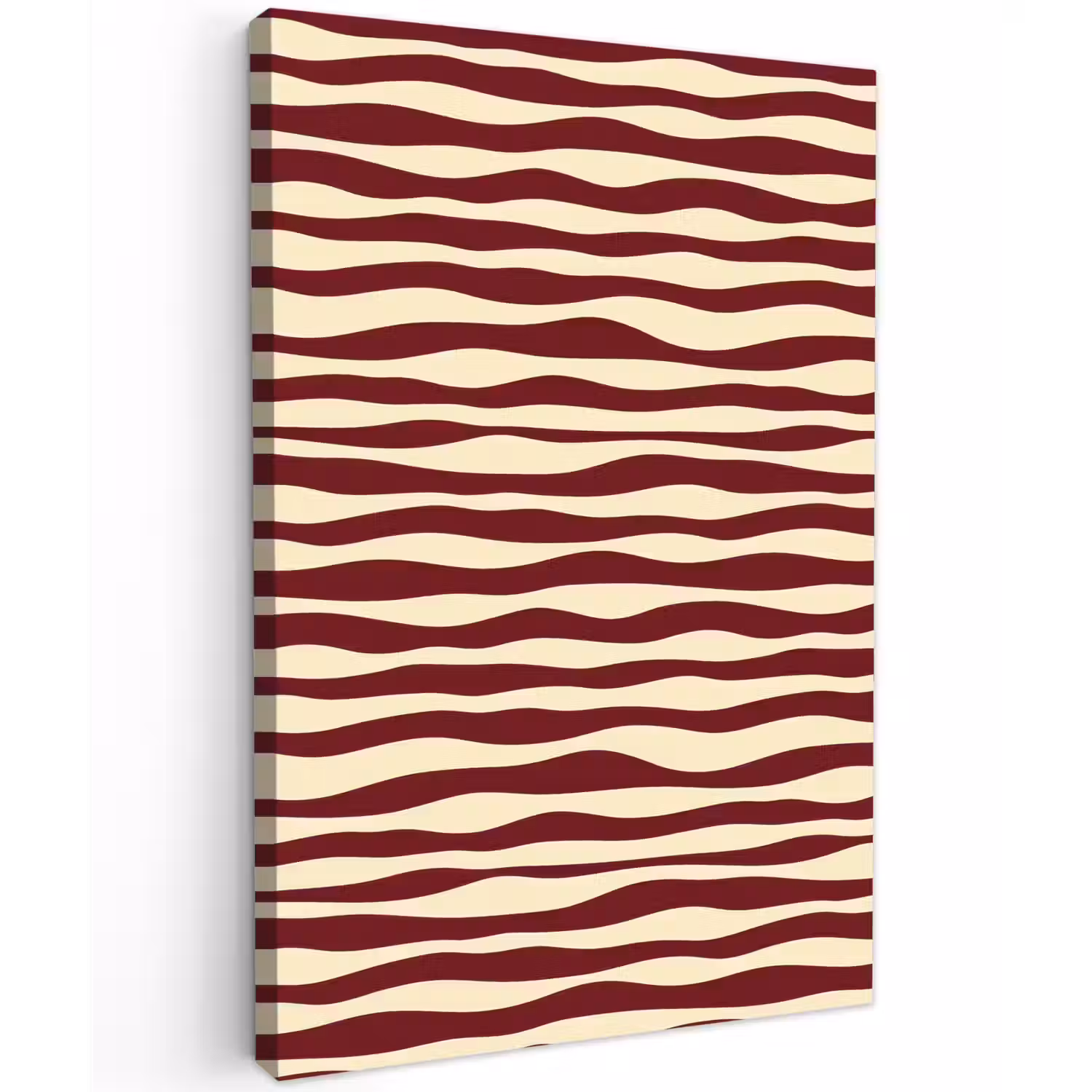 Golven - Rood - Patroon - Crème Tuinposter op houten frame 2 cm dik klein 841 -3d