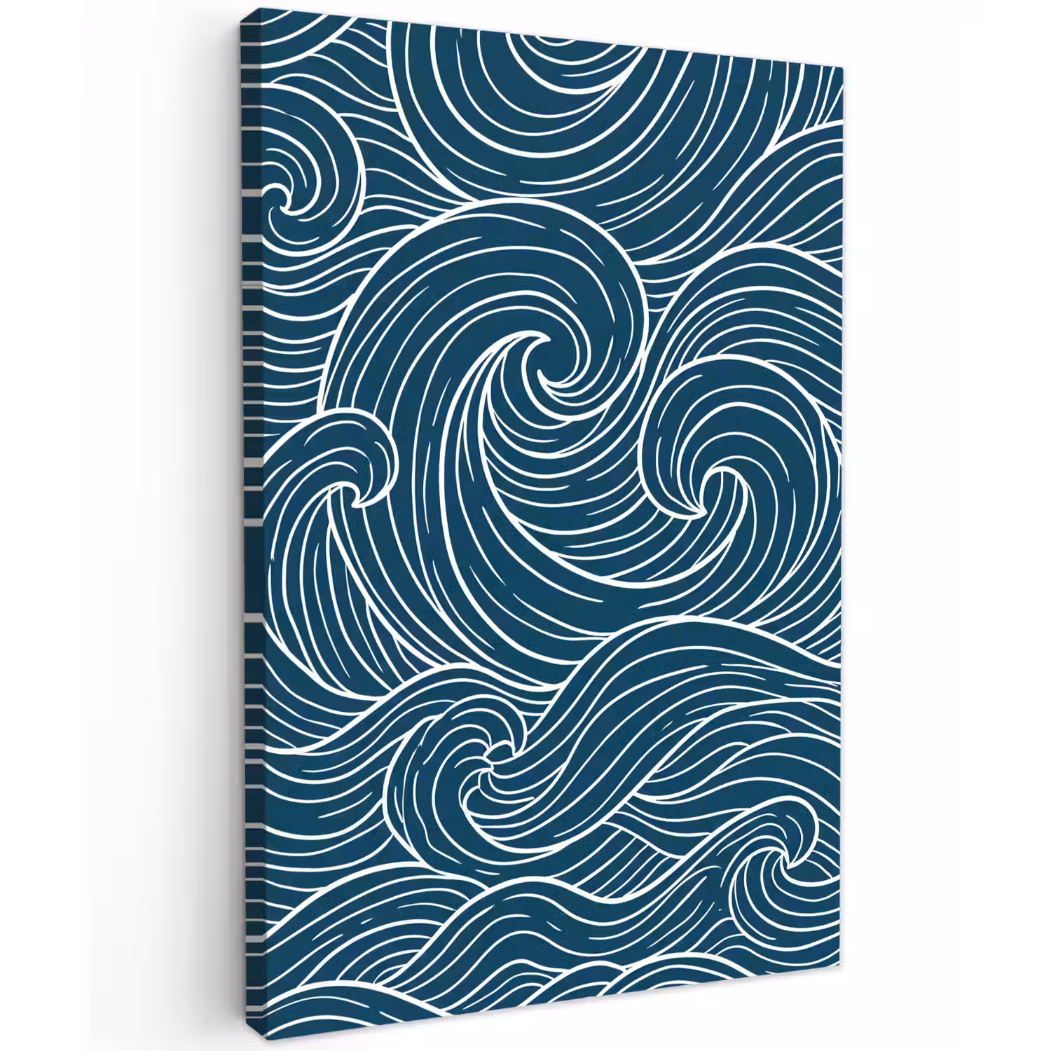 Golven - Spiraal - Water - Abstract - Blauw Tuinposter op houten frame 2 cm dik klein -3d
