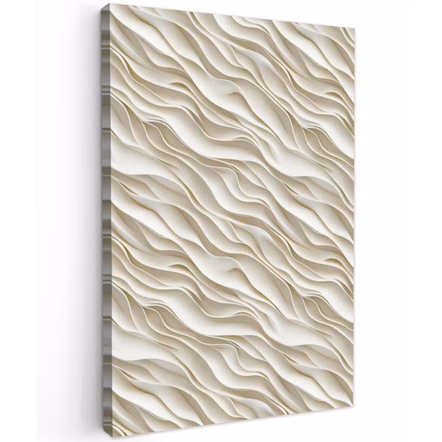 Golven - Wit - Minimalistisch Tuinposter op houten frame 2 cm dik klein 841 -3d