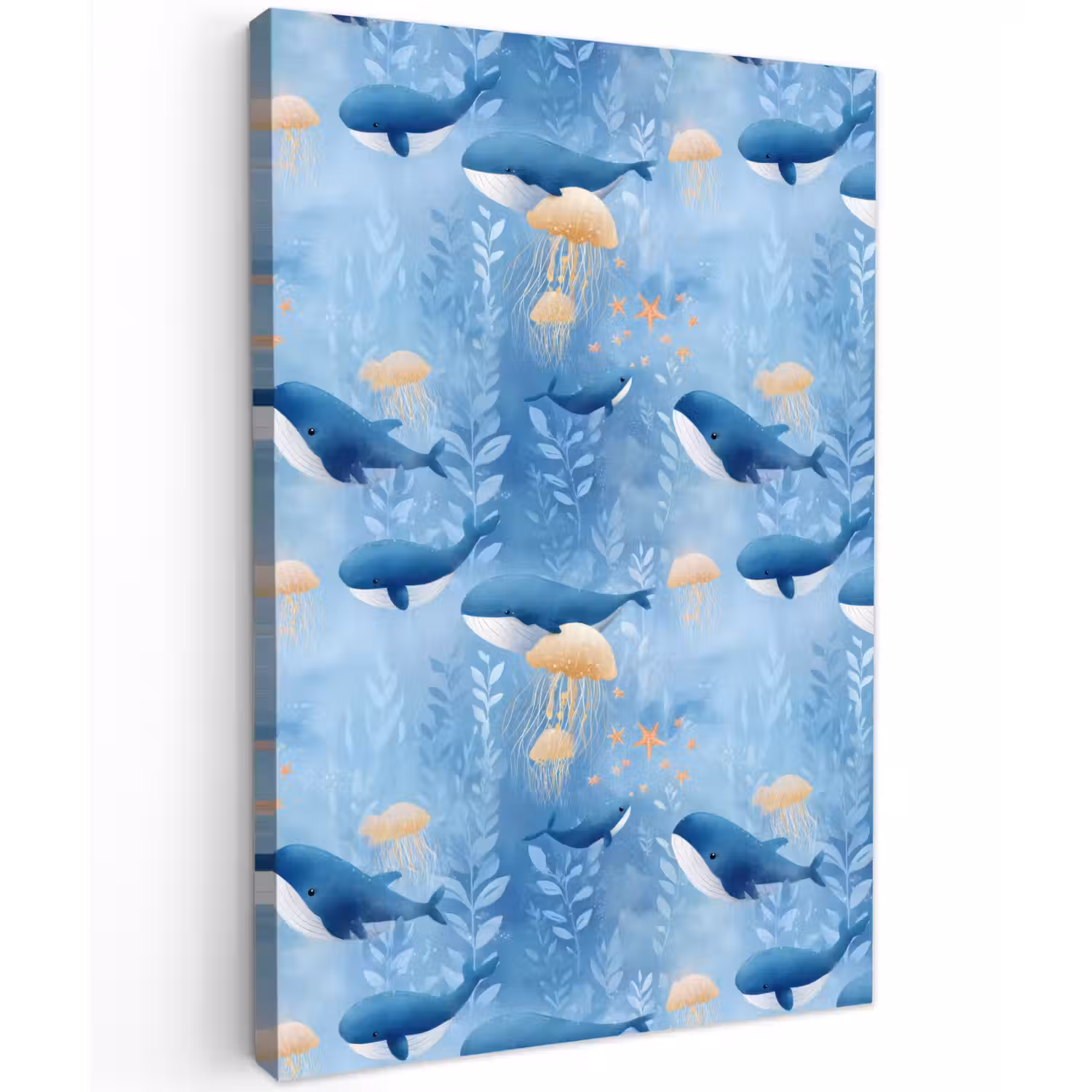 Walvissen - Oceaan - Blauw Tuinposter op houten frame 2 cm dik klein 841 -3d