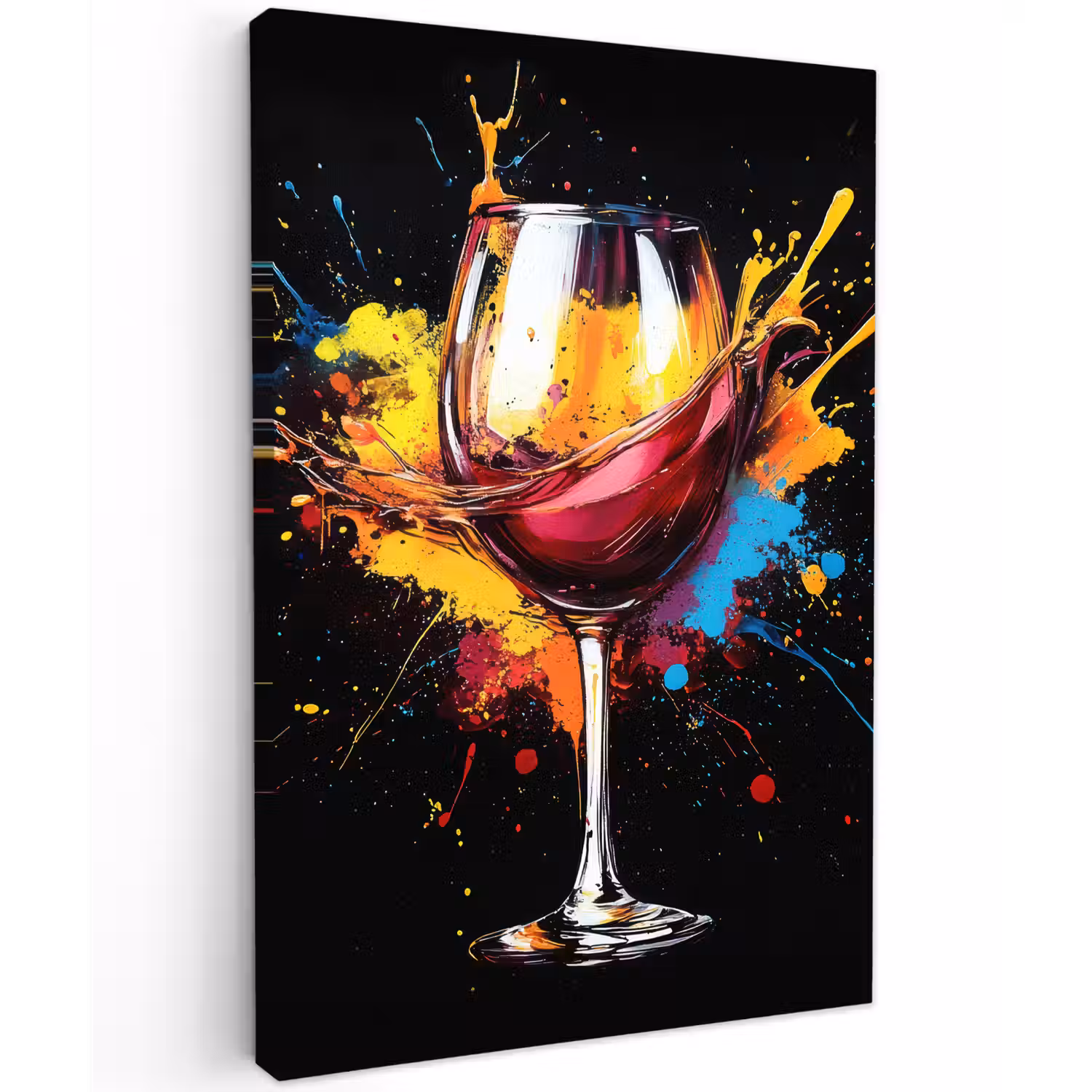 Wijn - Glas - Graffiti - Borrel - Rood - Verf Tuinposter op houten frame 2 cm dik klein -3d