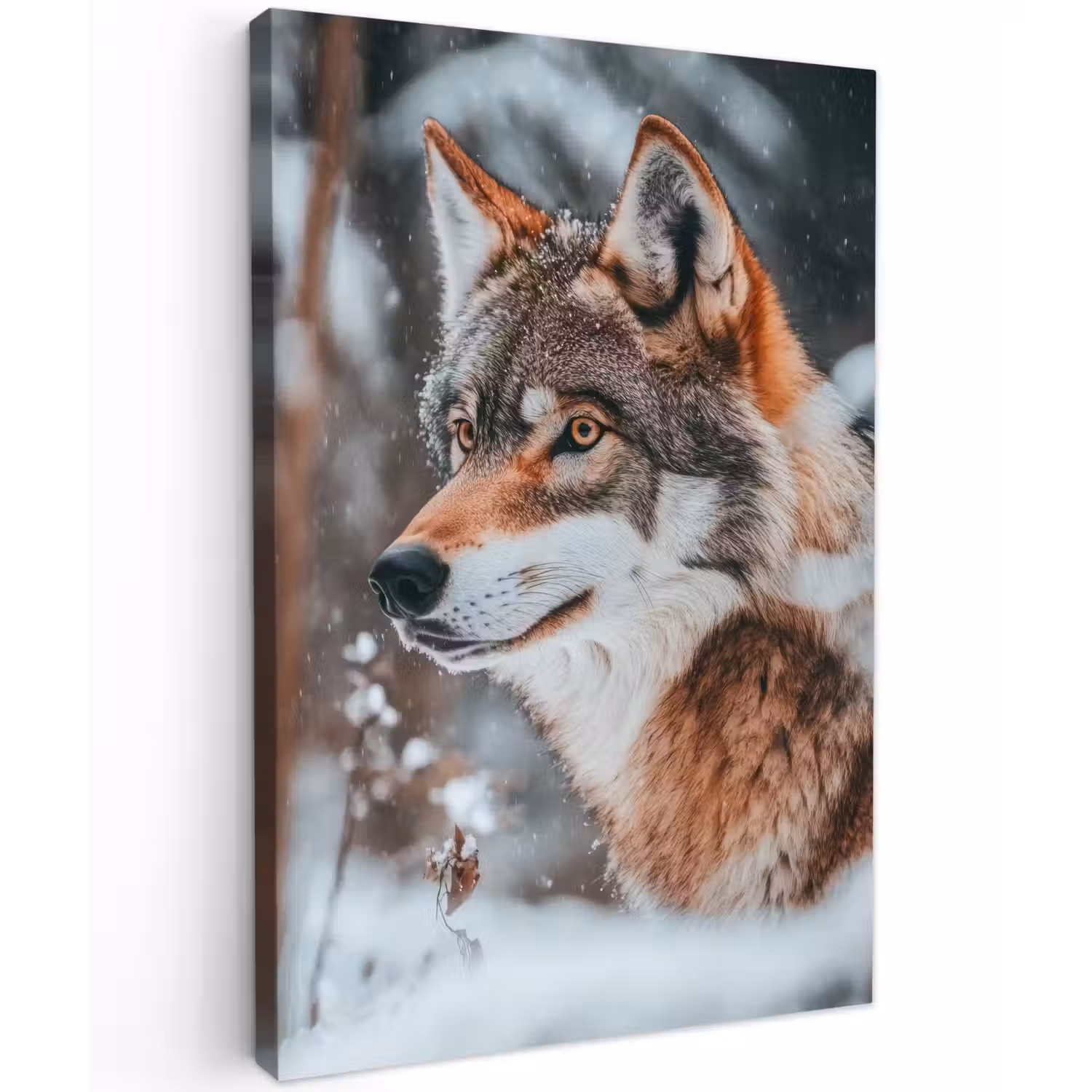 Wolf - Sneeuw - Winter - Dieren - Natuur - Sneeuw Tuinposter op houten frame 2 cm dik klein -3d