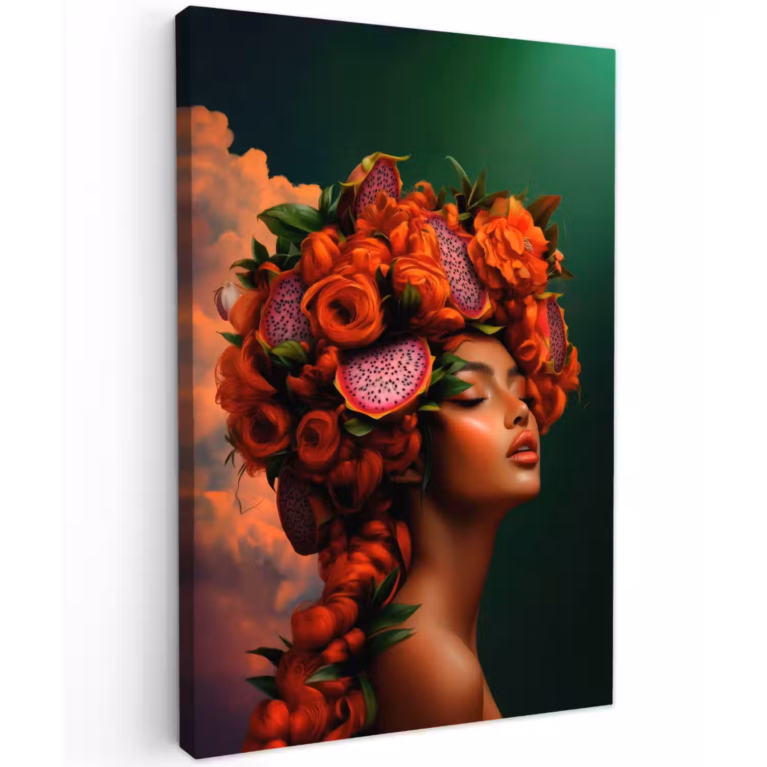 Vrouw - Drankenfruit - Rozen Tuinposter op houten frame 2 cm dik klein -3d