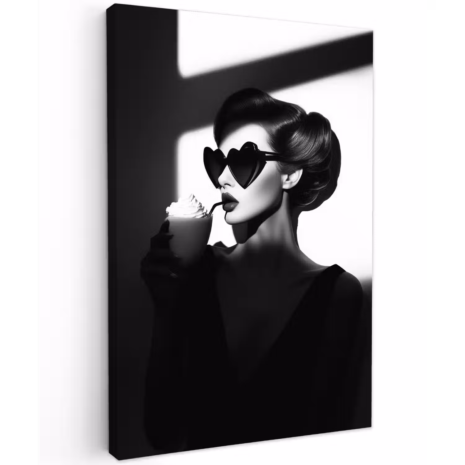 Vrouw - Zwart - Hart Tuinposter op houten frame 2 cm dik klein -3d