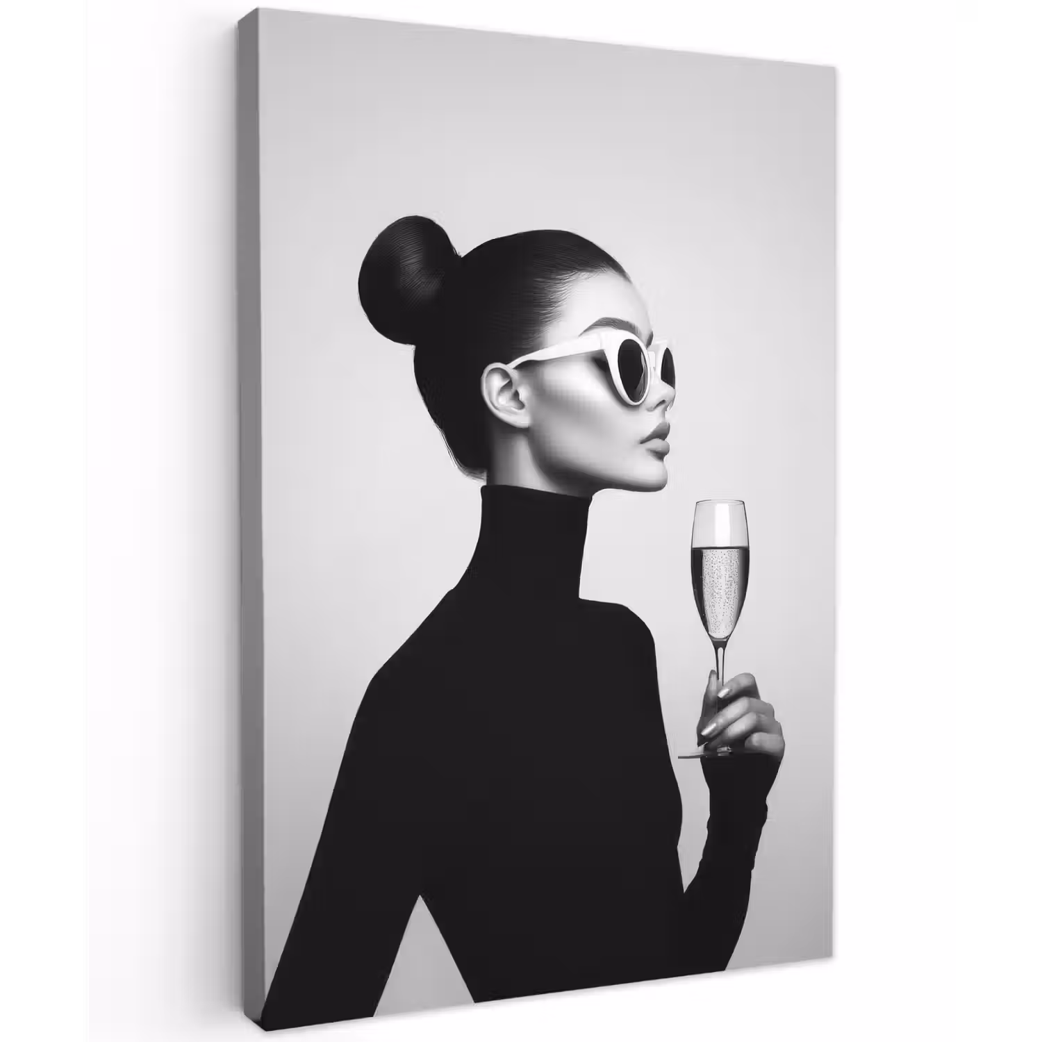 Vrouw - Champagne - Modern Tuinposter op houten frame 2 cm dik klein -3d
