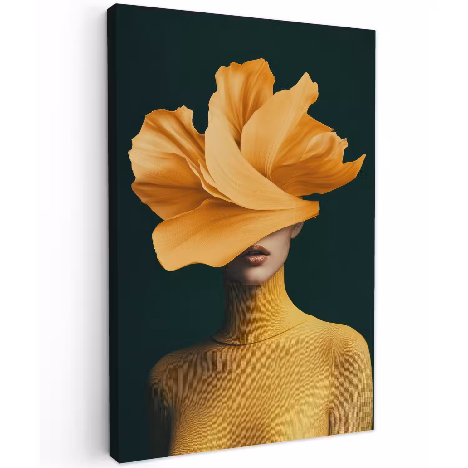 Vrouw - Hoed - Geel Tuinposter op houten frame 2 cm dik klein -3d