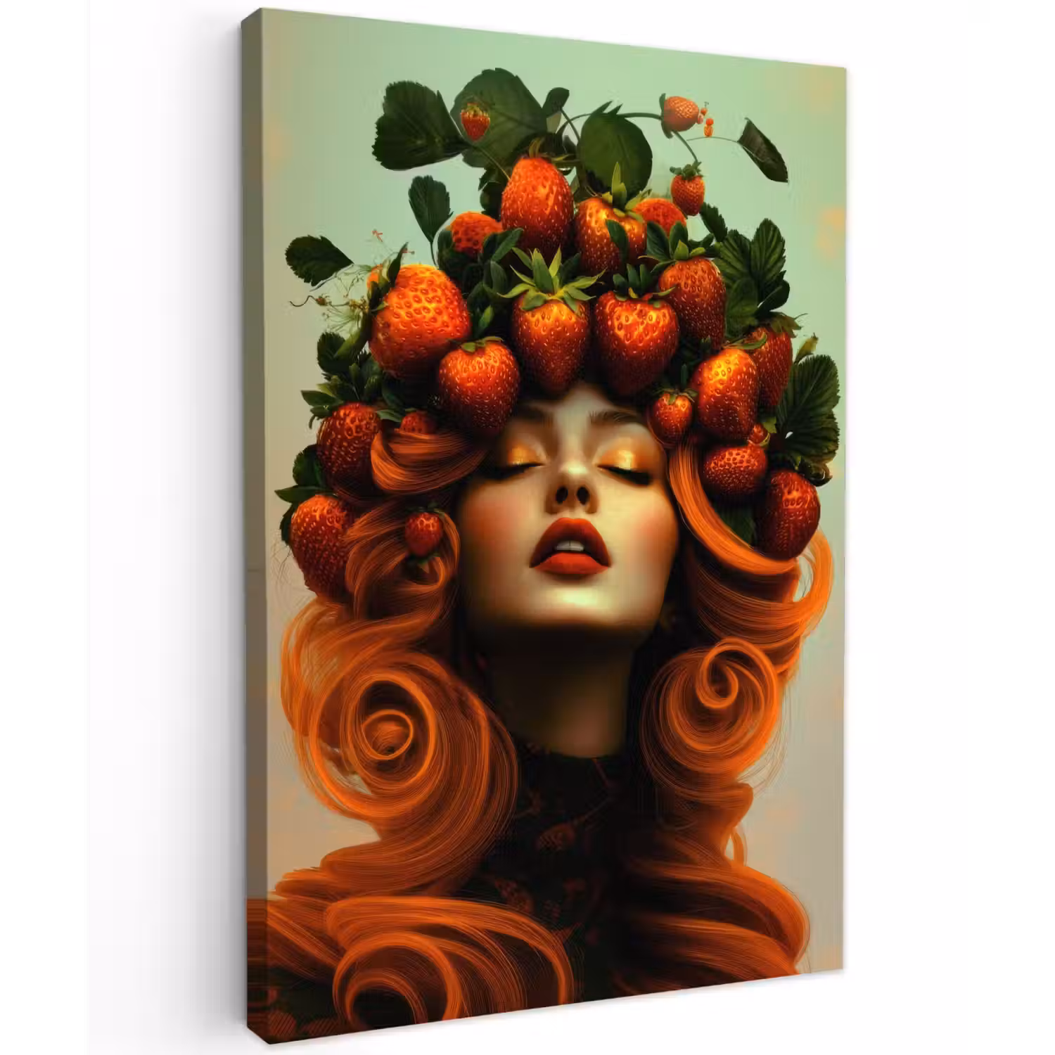 Vrouw - Aardbeien - Kroon Tuinposter op houten frame 2 cm dik klein -3d