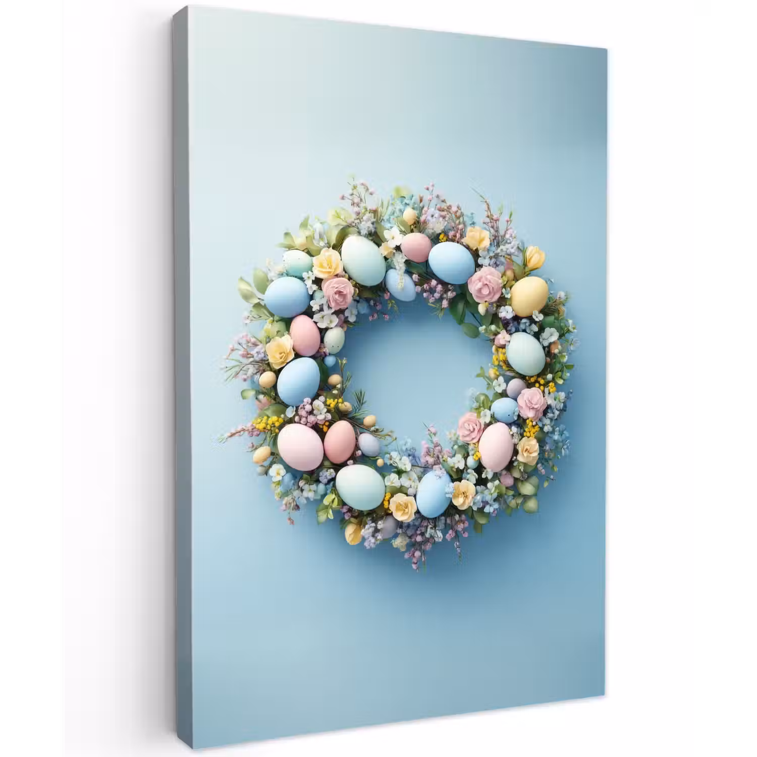 Krans - Eieren - Bloemen Tuinposter op houten frame 2 cm dik klein -3d