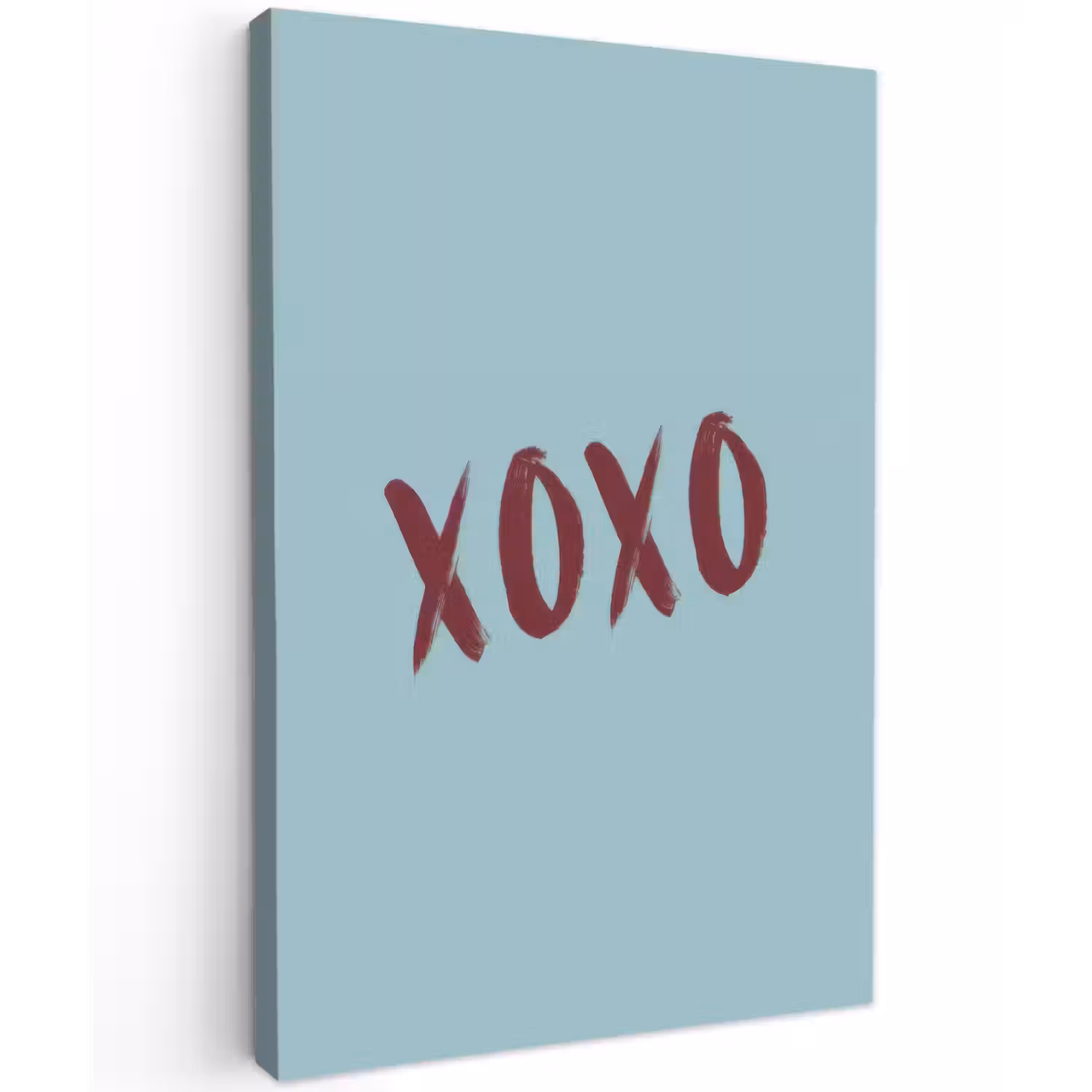 XOXO - Blauw - Rood Tuinposter op houten frame 2 cm dik klein -3d