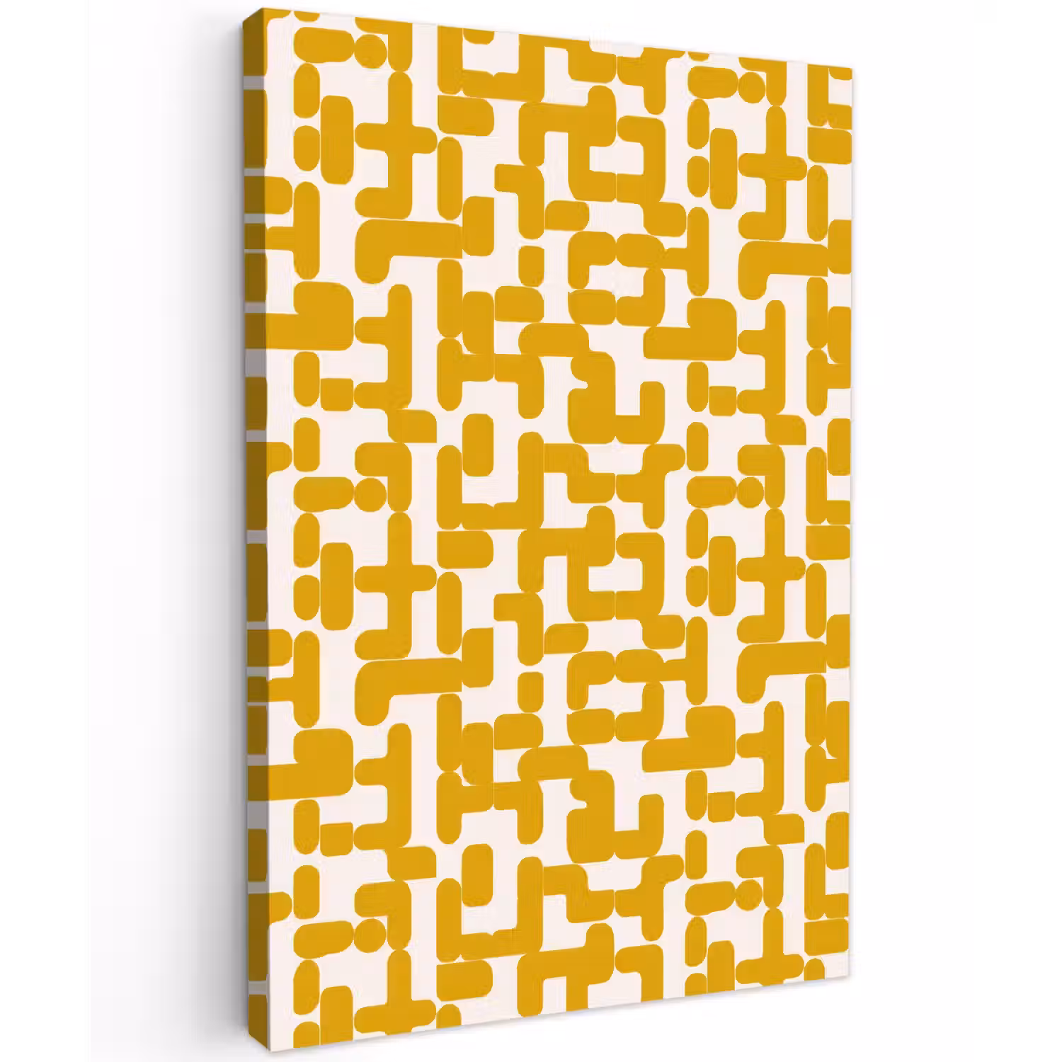 Geel - Beige - Patroon Tuinposter op houten frame 2 cm dik klein 841 -3d
