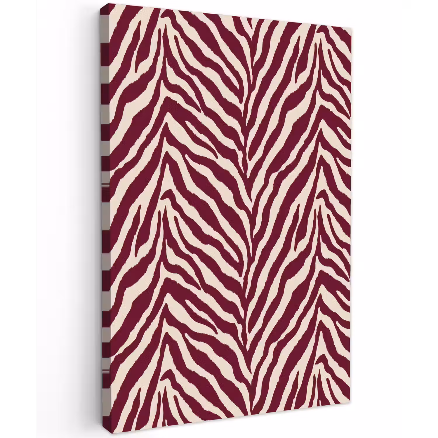 Zebra - Motief - Bordeaux - Rood Tuinposter op houten frame 2 cm dik klein 841 -3d