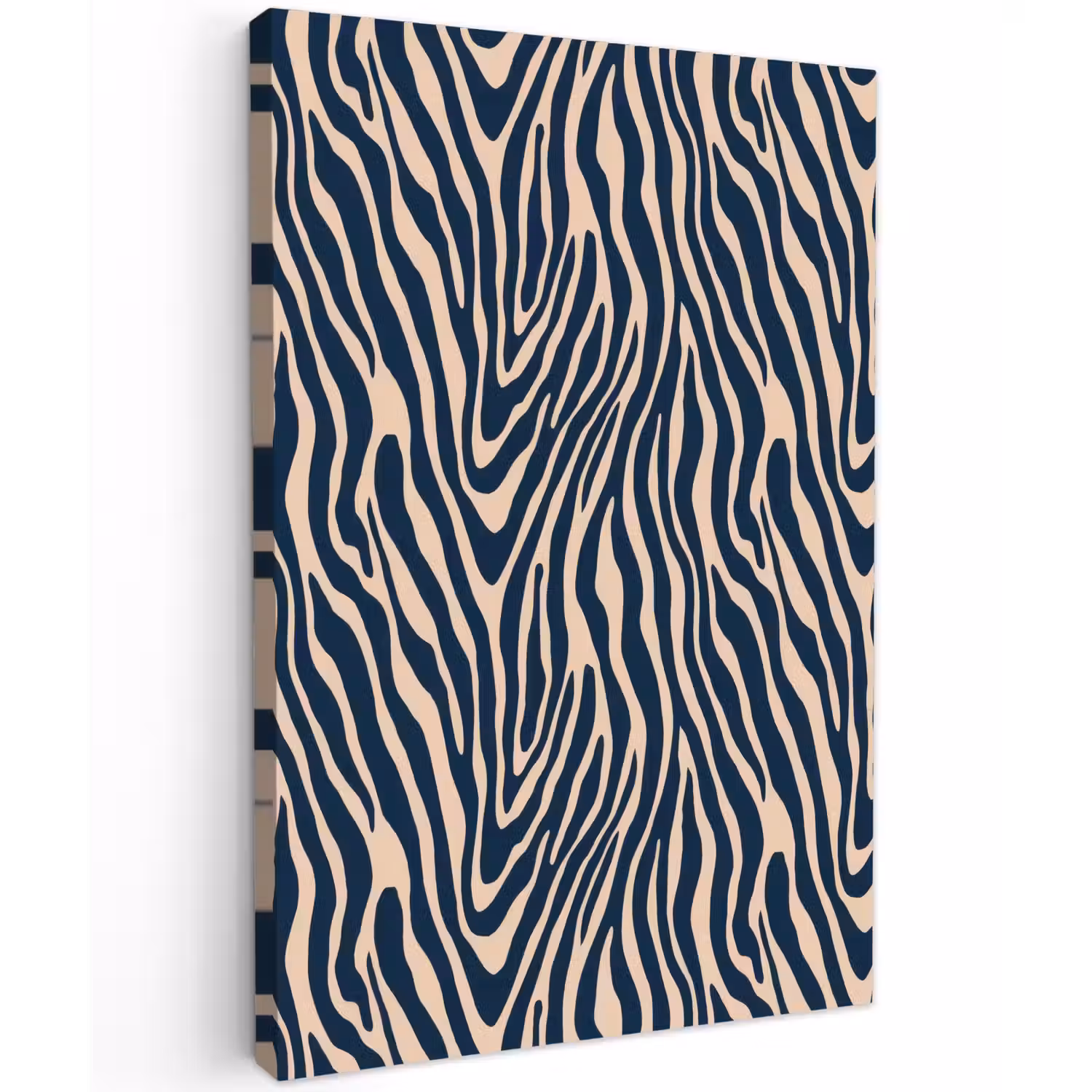 Zebra - Patroon - Blauw - Beige Tuinposter op houten frame 2 cm dik klein 841 -3d