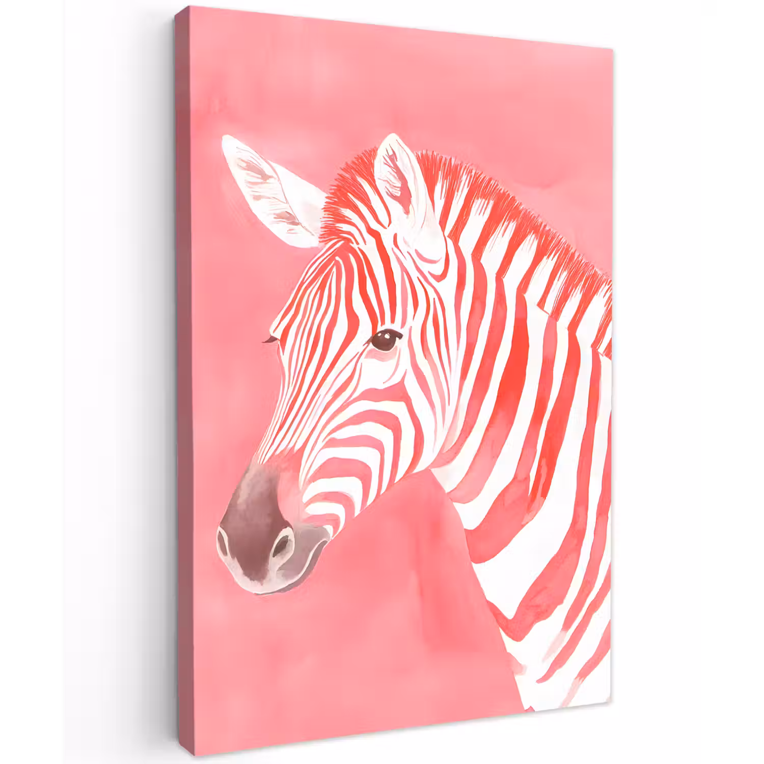 Zebra - Pink - Verf Tuinposter op houten frame 2 cm dik klein -3d