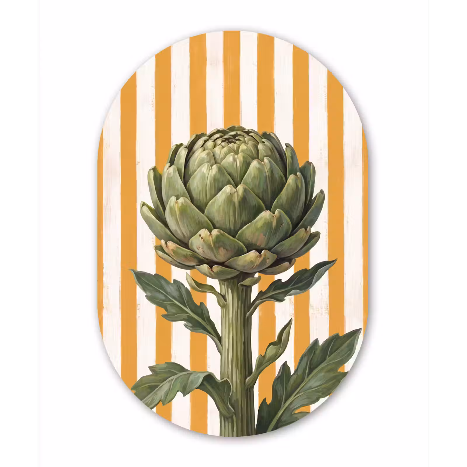 Oval - Glass - Artichoke - Modern - Vegetable - Artisjok - Modern - Groente Wandcirkel Ovaal Glas middel