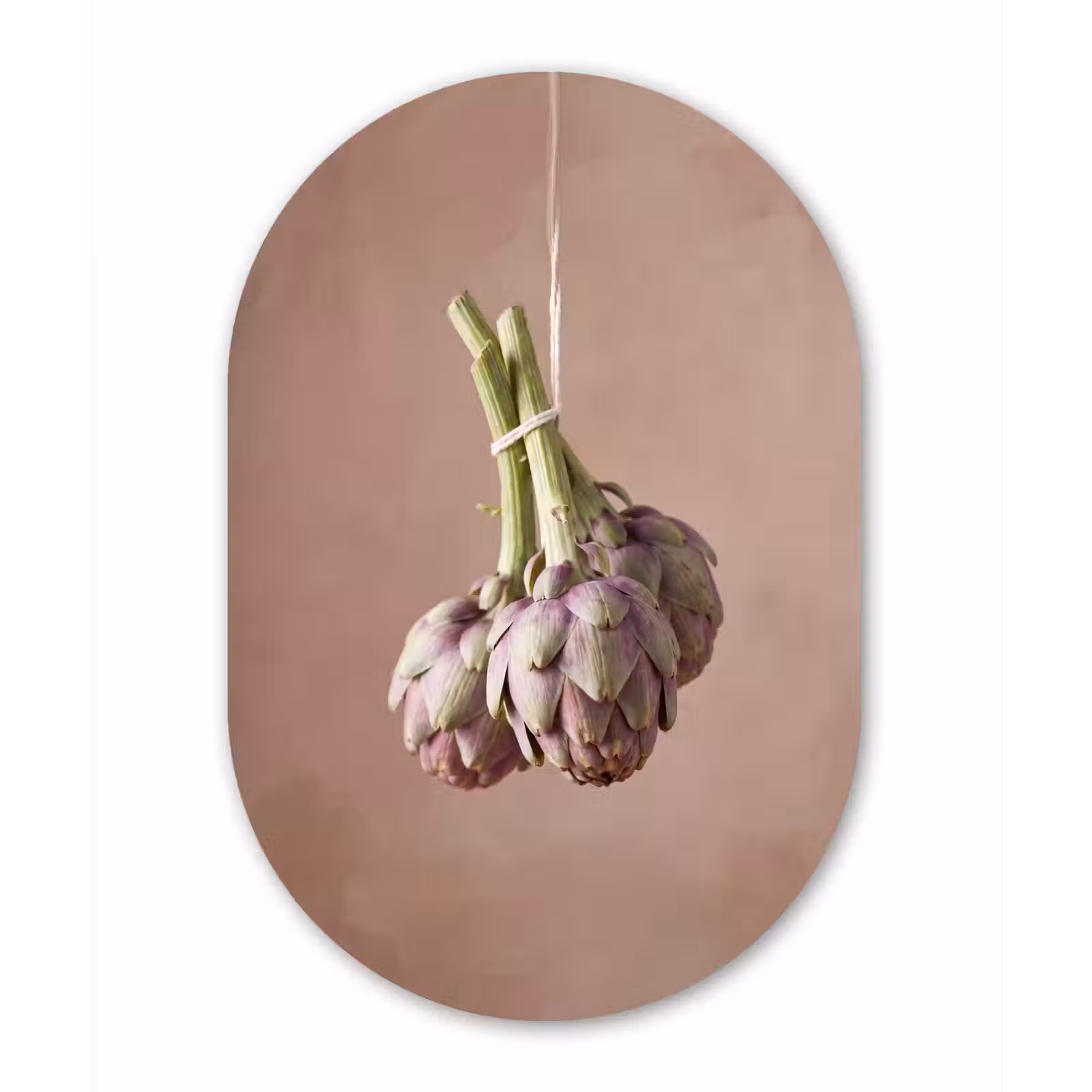 Oval - Glass - Artichokes - Hanging - Vegetables - Artisjokken - Hangend - Groenten Wandcirkel Ovaal Glas middel