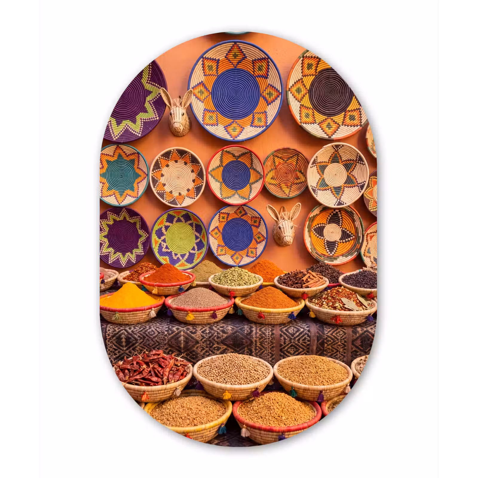 Oval - Glass - Food - Colorful - Culture - Eten - Kleurrijk - Cultuur Wandcirkel Ovaal Glas middel