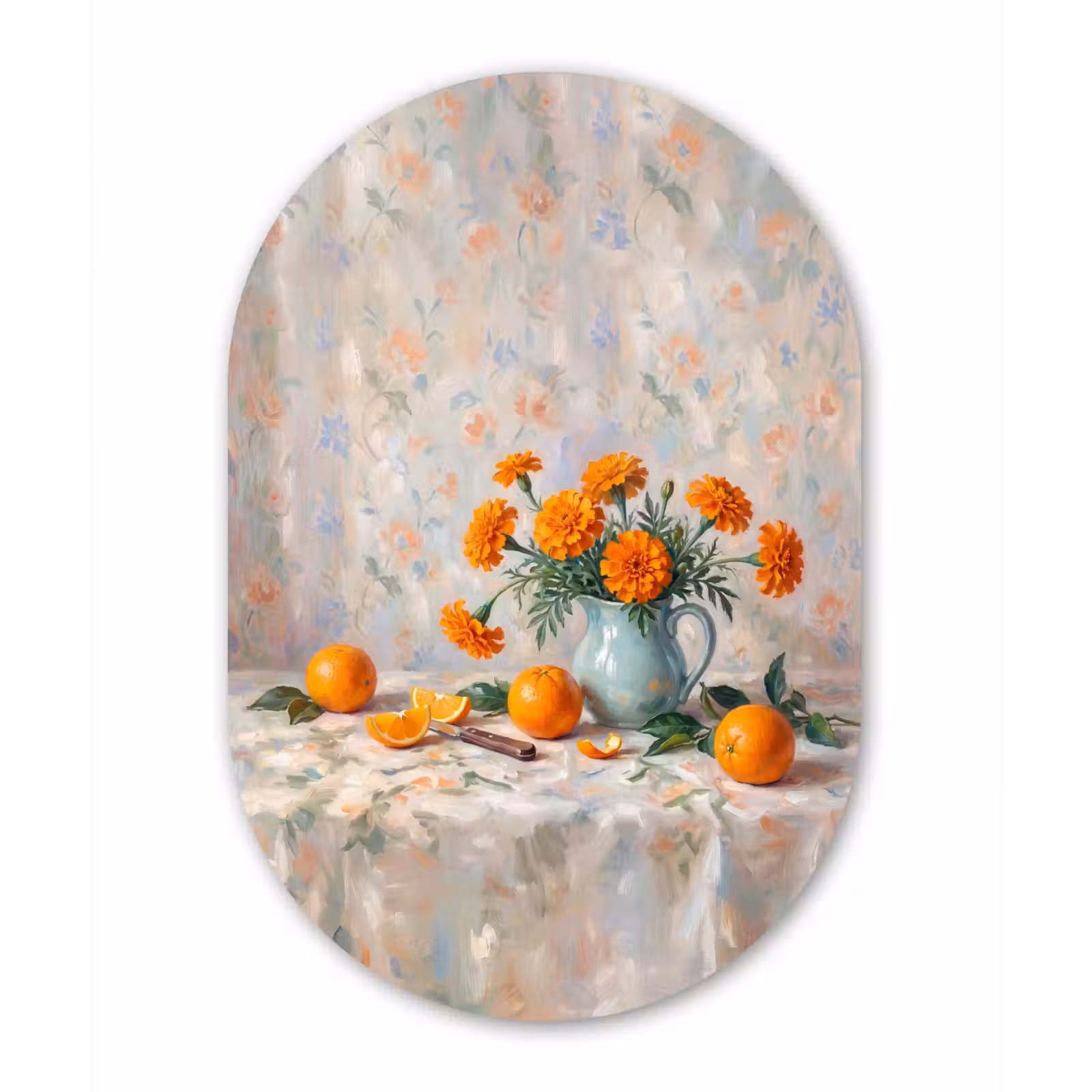 Oval - Glass - Food - Orange - Art - Eten - Oranje - Kunst Wandcirkel Ovaal Glas middel