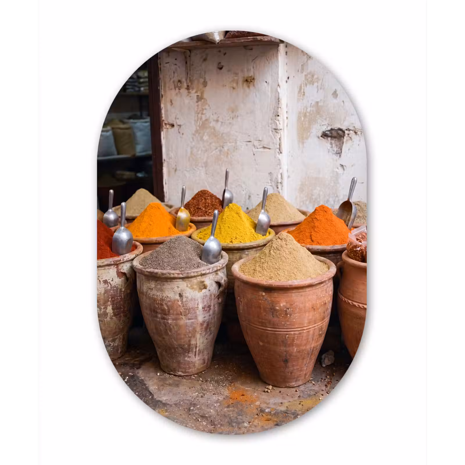 Oval - Glass - Herbs - Jars - Asian - Kruiden - Potten - Oosters Wandcirkel Ovaal Glas middel