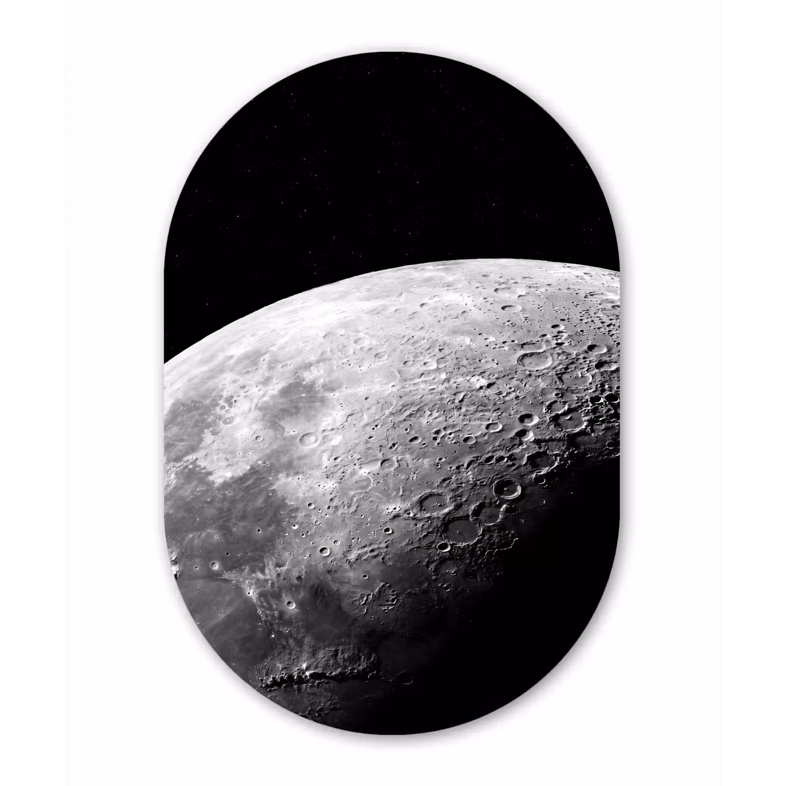 Oval - Glass - Moon - Craters - Space - Maan - Kraters - Ruimte Wandcirkel Ovaal Glas middel