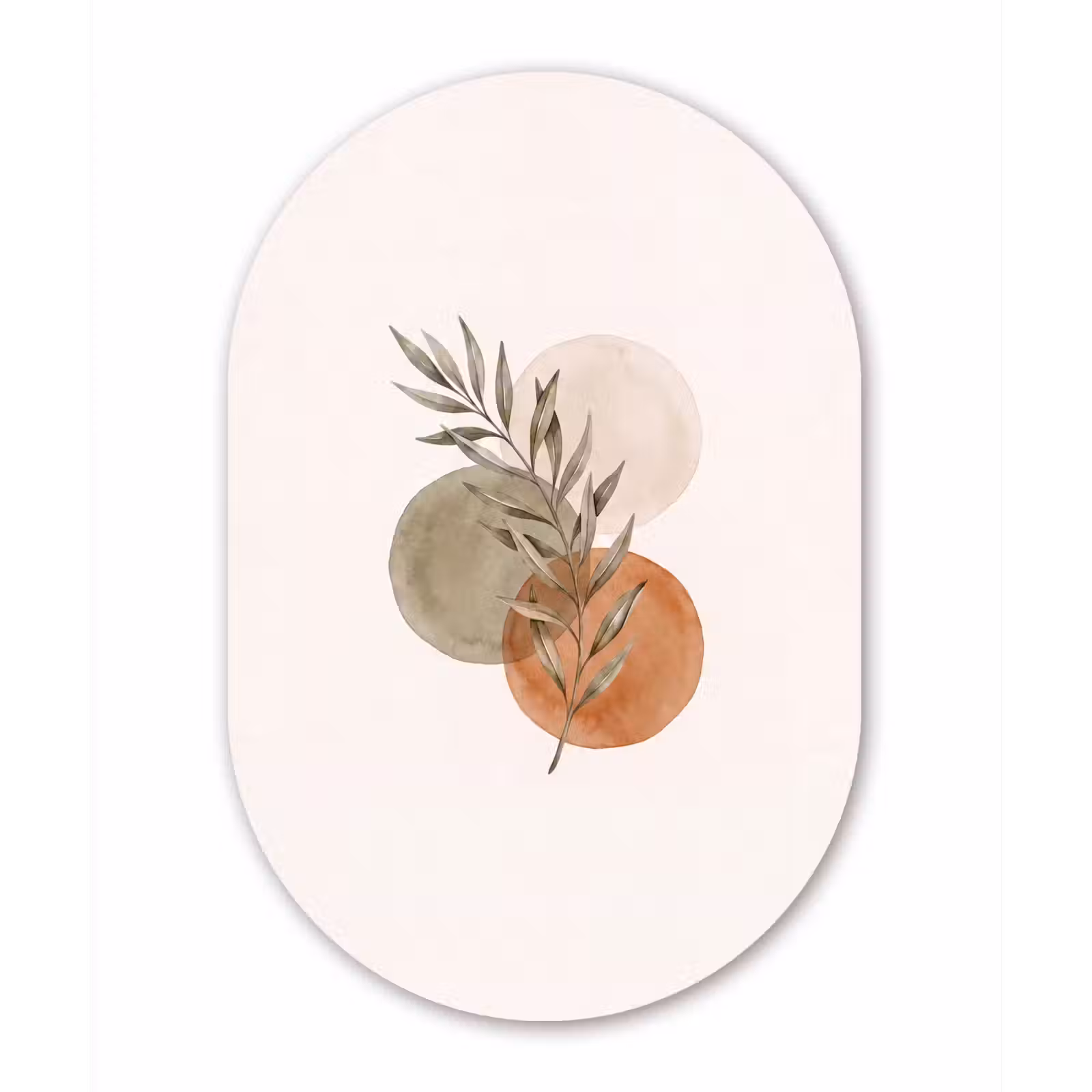 Oval - Glass - Plant - Circles - Abstract - Plant - Cirkels - Abstract Wandcirkel Ovaal Glas middel