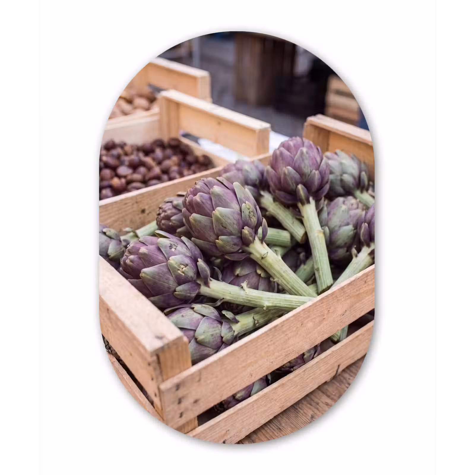 Oval - Glass - Vegetables - Market - Fresh - Groenten - Markt - Vers Wandcirkel Ovaal Glas middel