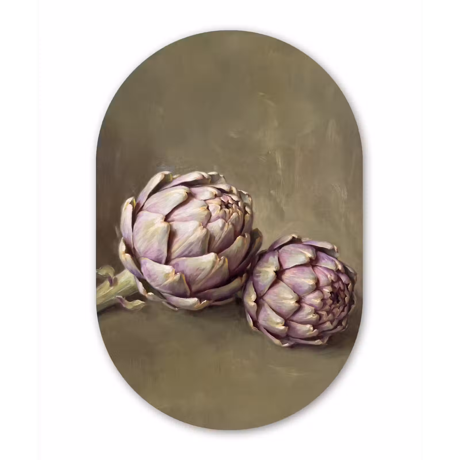 Oval - Glass - Vegetables - Still Life - Painting - Groente - Stilleven - Schilderij Wandcirkel Ovaal Glas middel