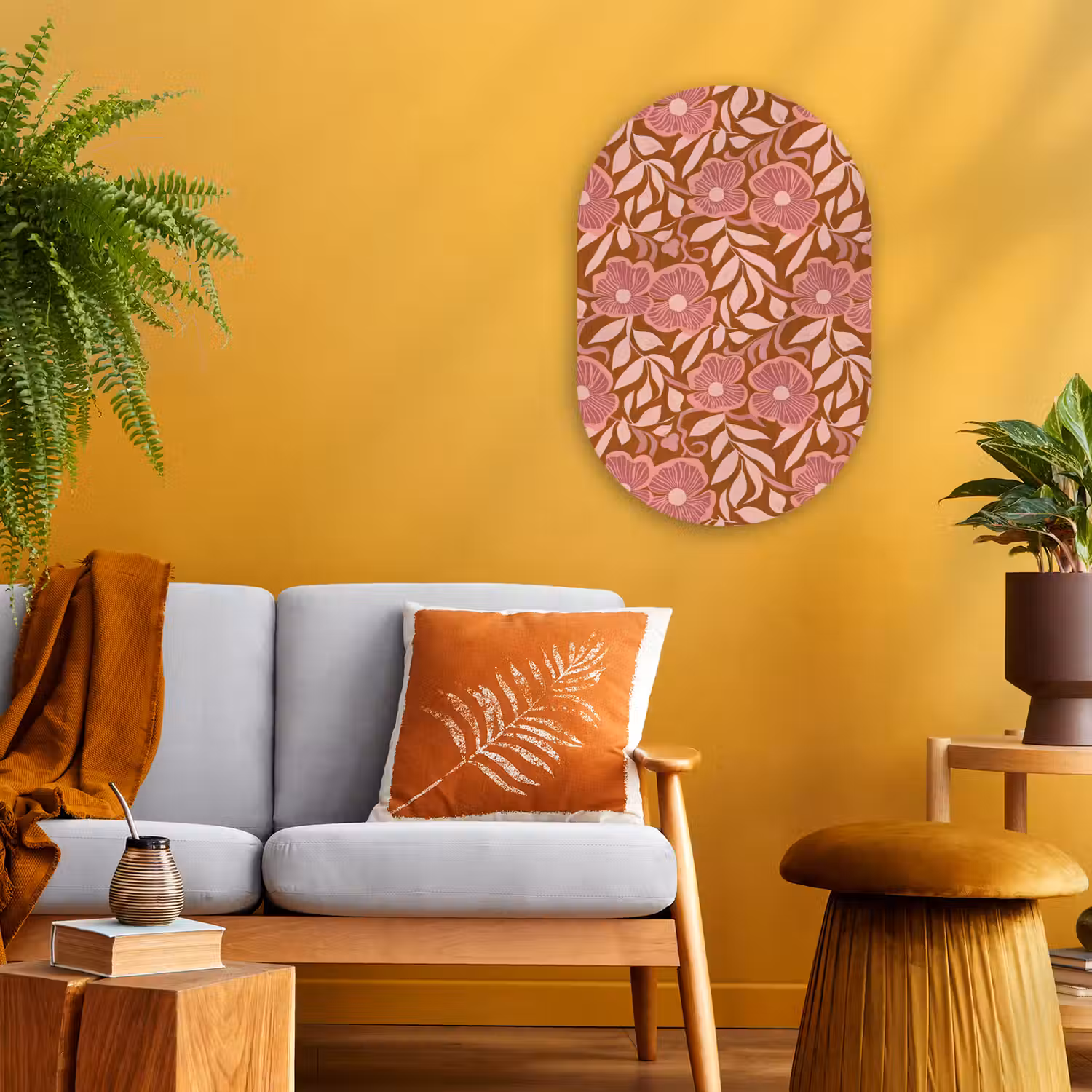Sfeer - Bloemen - Roze Wandcirkel Ovaal Forex klein 630 -sfeer4