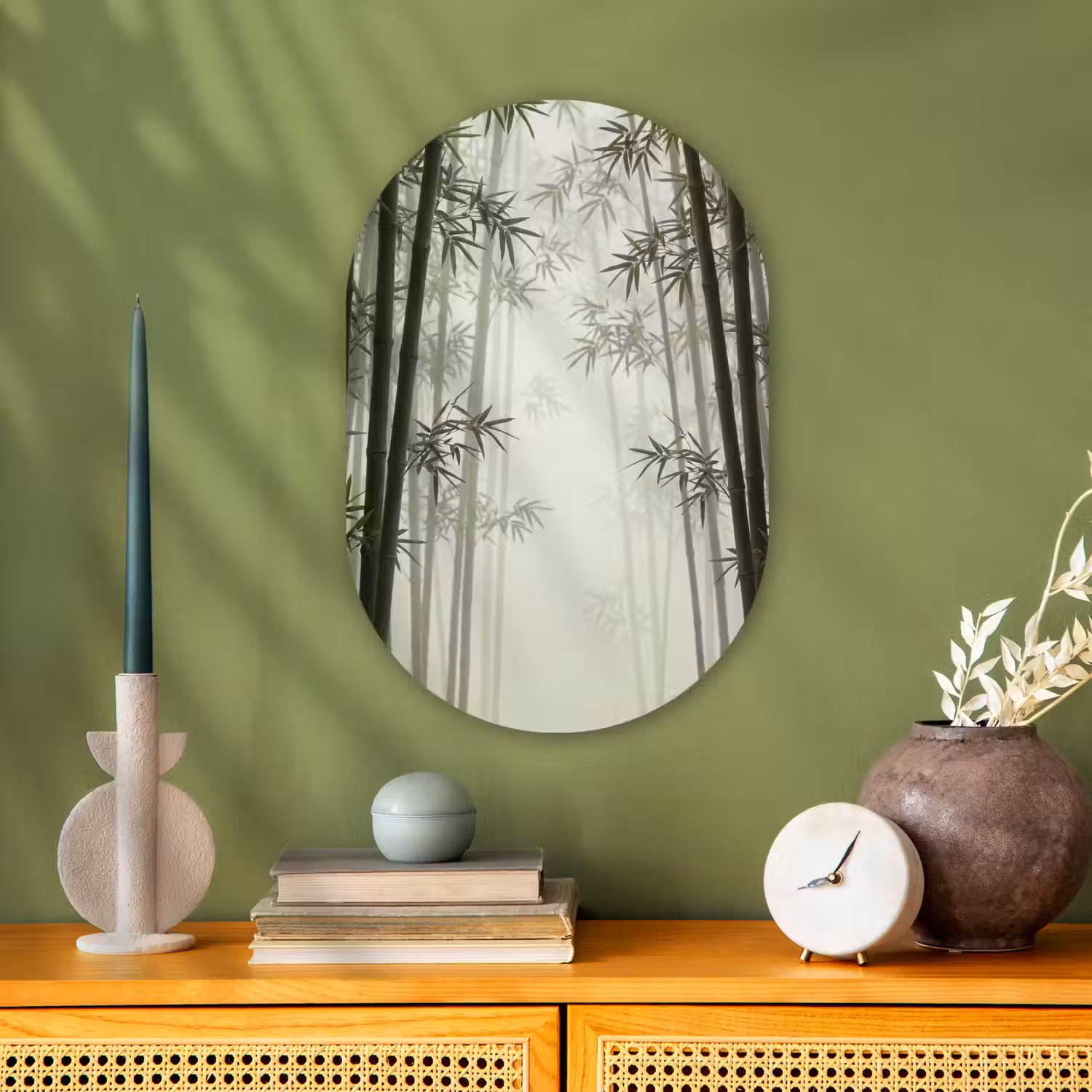 Bamboe - Bos - Mist - Natuur Wandcirkel Ovaal Forex klein -sfeer2