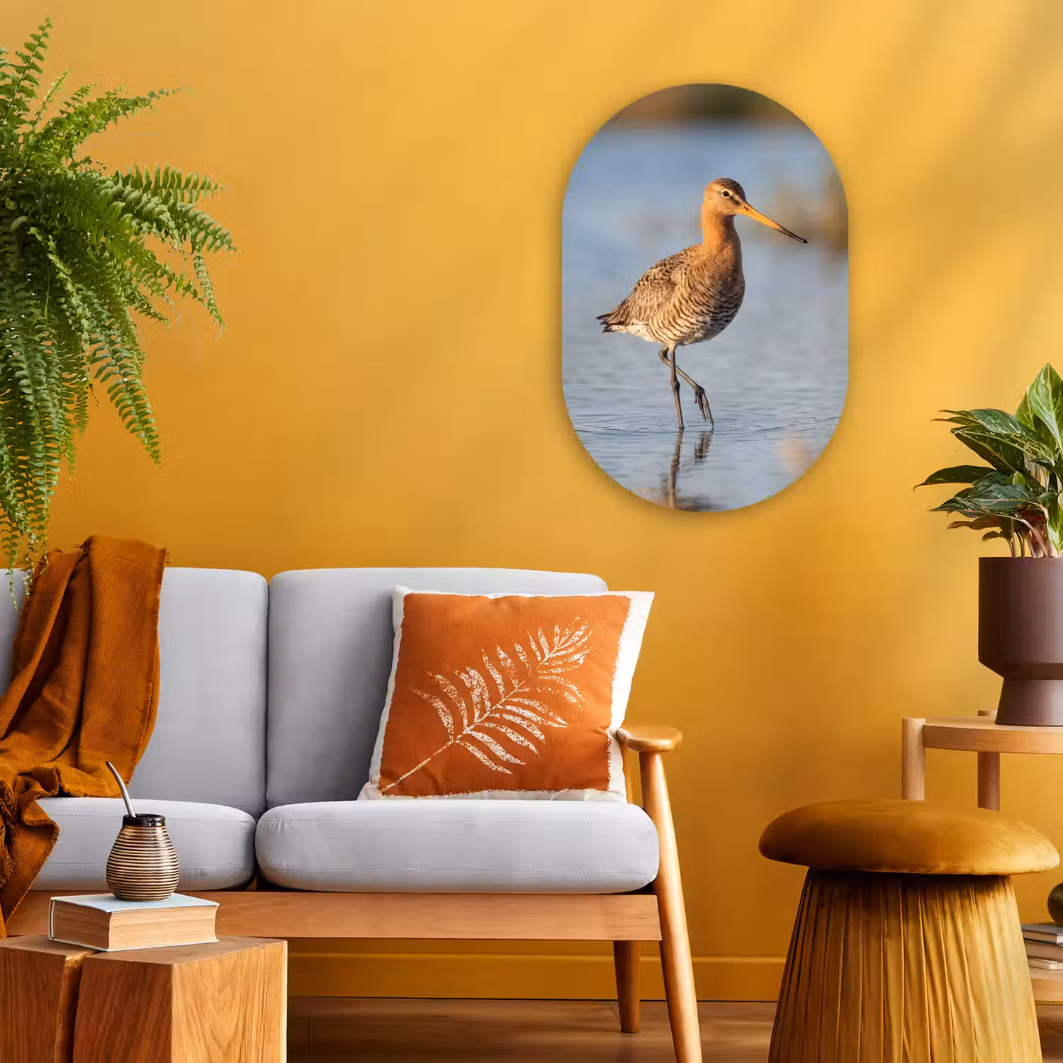 Vogel - Steltloper - Water - Natuur Wandcirkel Ovaal Forex klein -sfeer4