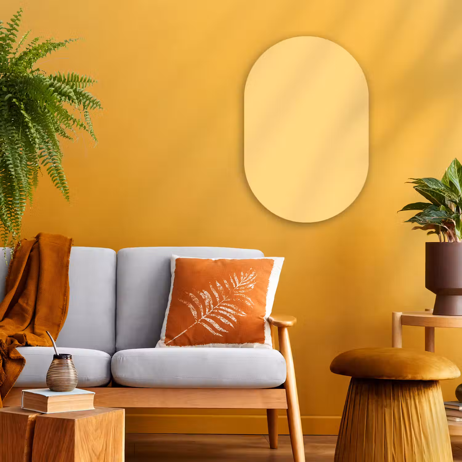 Butter - Geel - Yellow Wandcirkel Ovaal Forex klein 630 -sfeer4