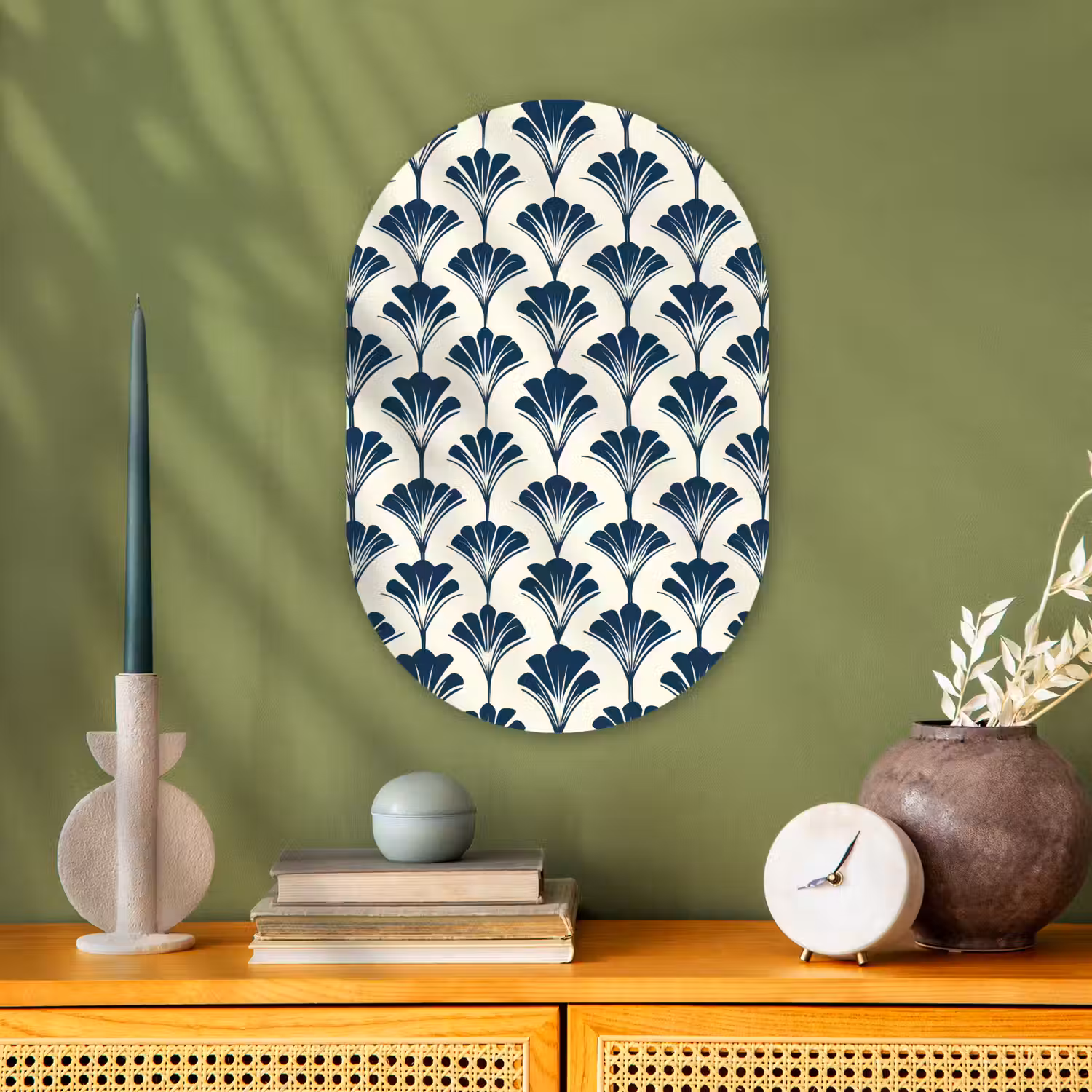 Klassiek - Motief - Blauw Wandcirkel Ovaal Forex klein 630 -sfeer2