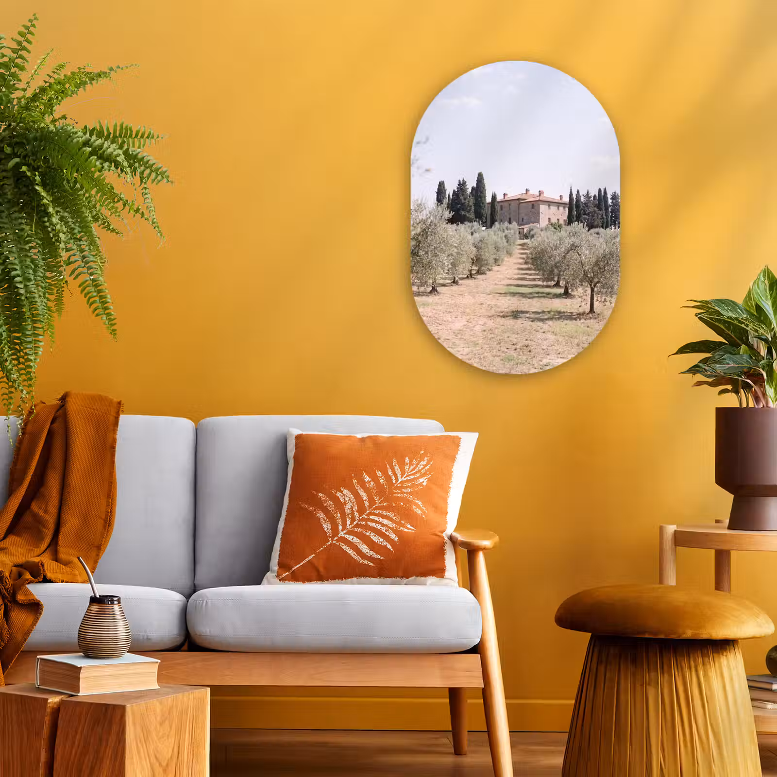 Oval - Plastic - Country house - olive tree - orchard - Landhuis - olijfboom - gaard Wandcirkel Ovaal Forex klein