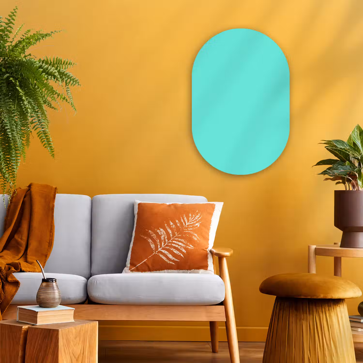 Electric - Cyan - Turkoois Wandcirkel Ovaal Forex klein 630 -sfeer4