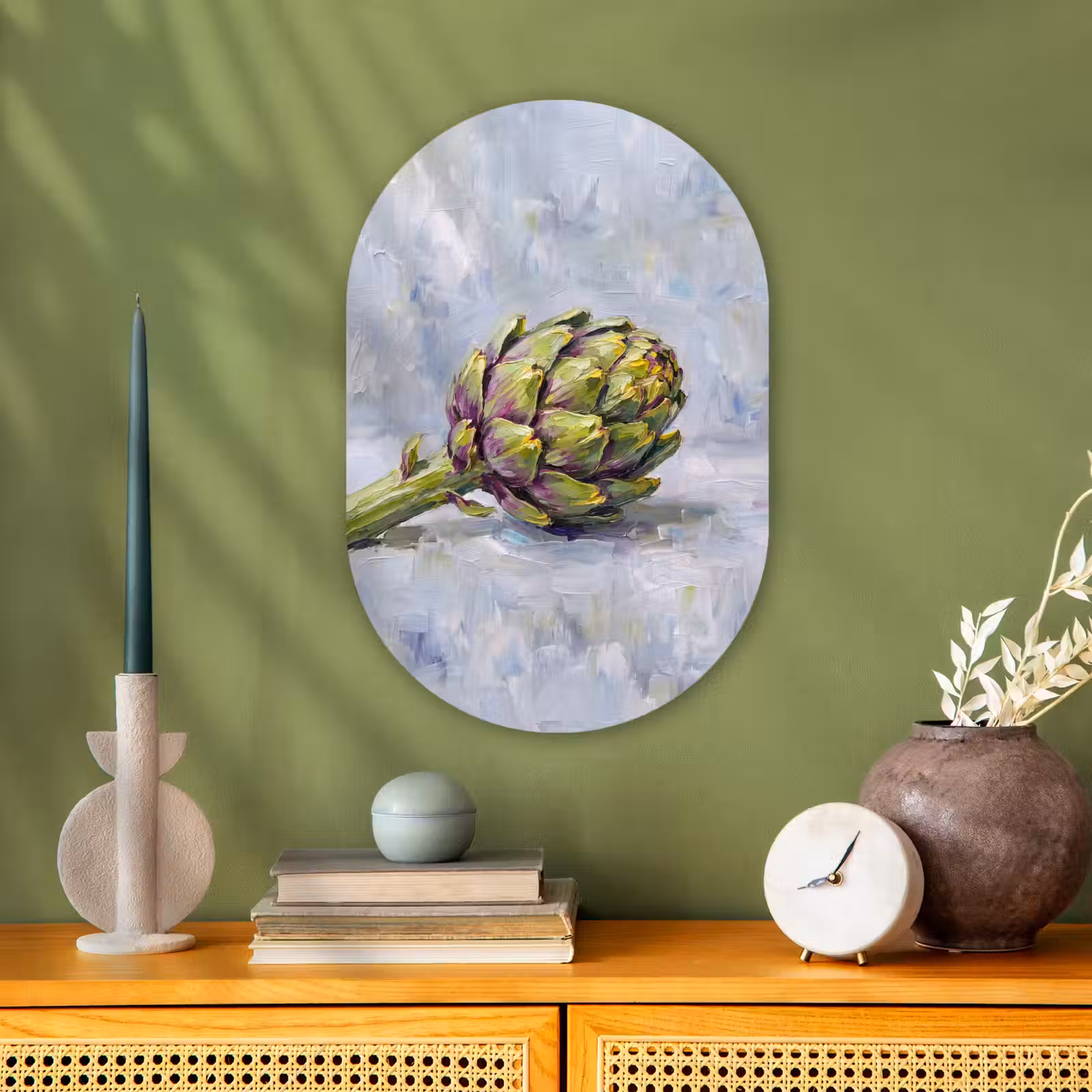 Oval - Plastic - Food - Artichoke - Modern - Eten - Artisjok - Modern Wandcirkel Ovaal Forex klein