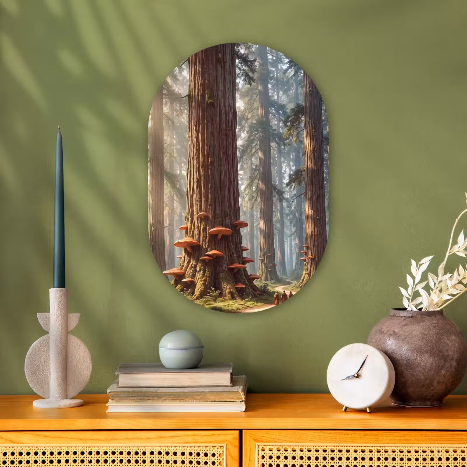 Oval - Plastic - Forest - Trees - Nature - Bos - Bomen - Natuur Wandcirkel Ovaal Forex klein