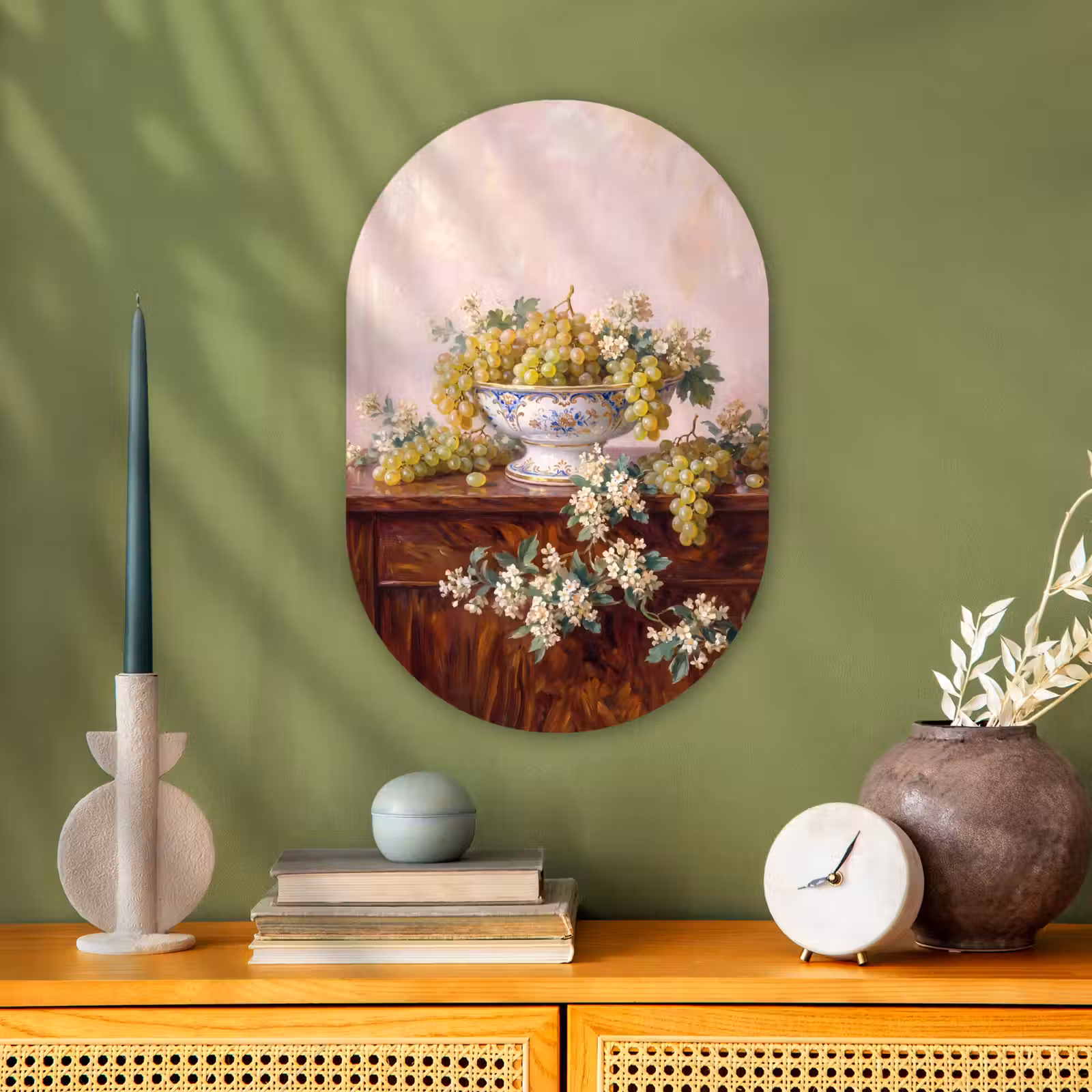 Oval - Plastic - Fruit - Still Life - Classical - Fruit - Stilleven - Klassiek Wandcirkel Ovaal Forex klein