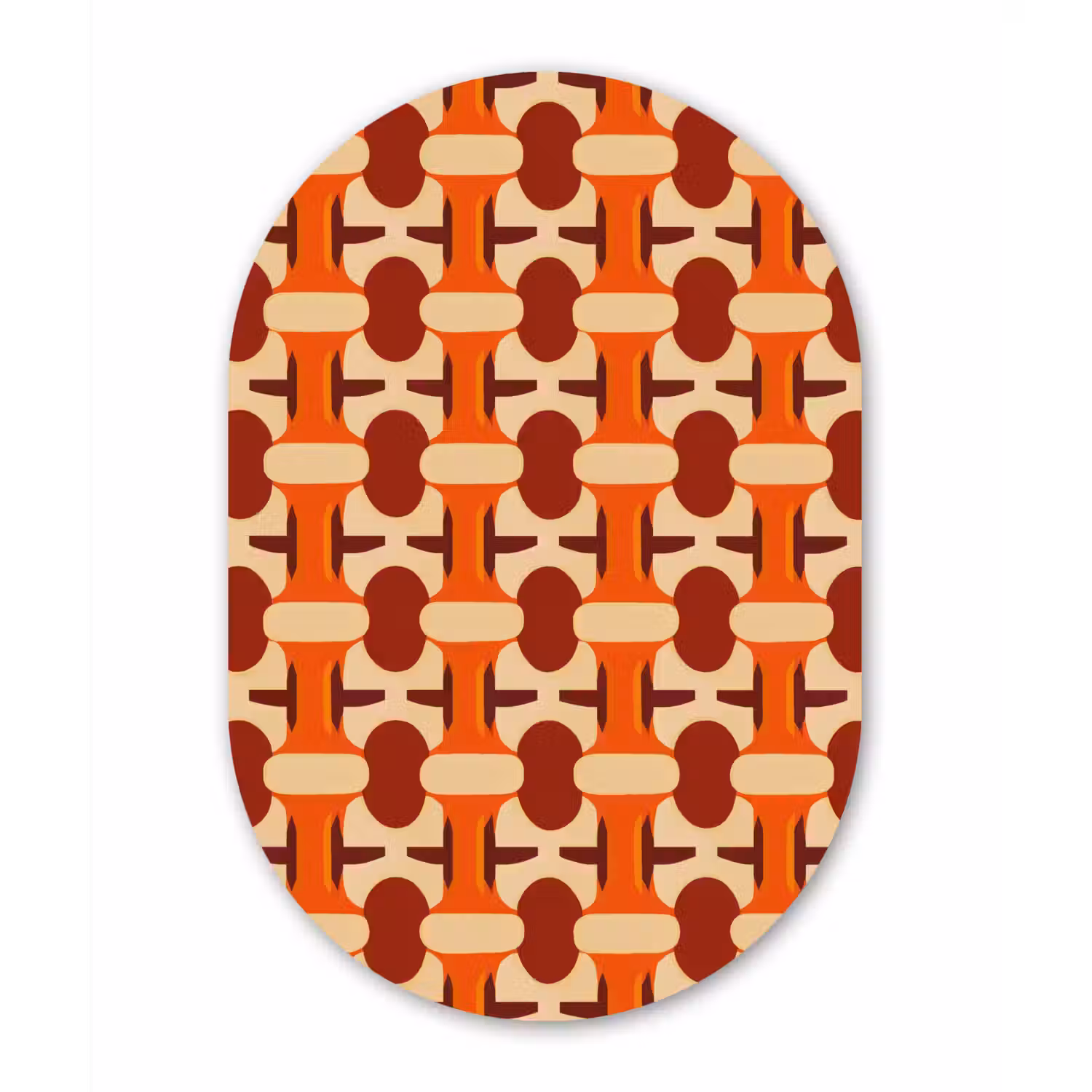 Geometrisch - Retro - Oranje Wandcirkel Ovaal Forex klein 630 -3d