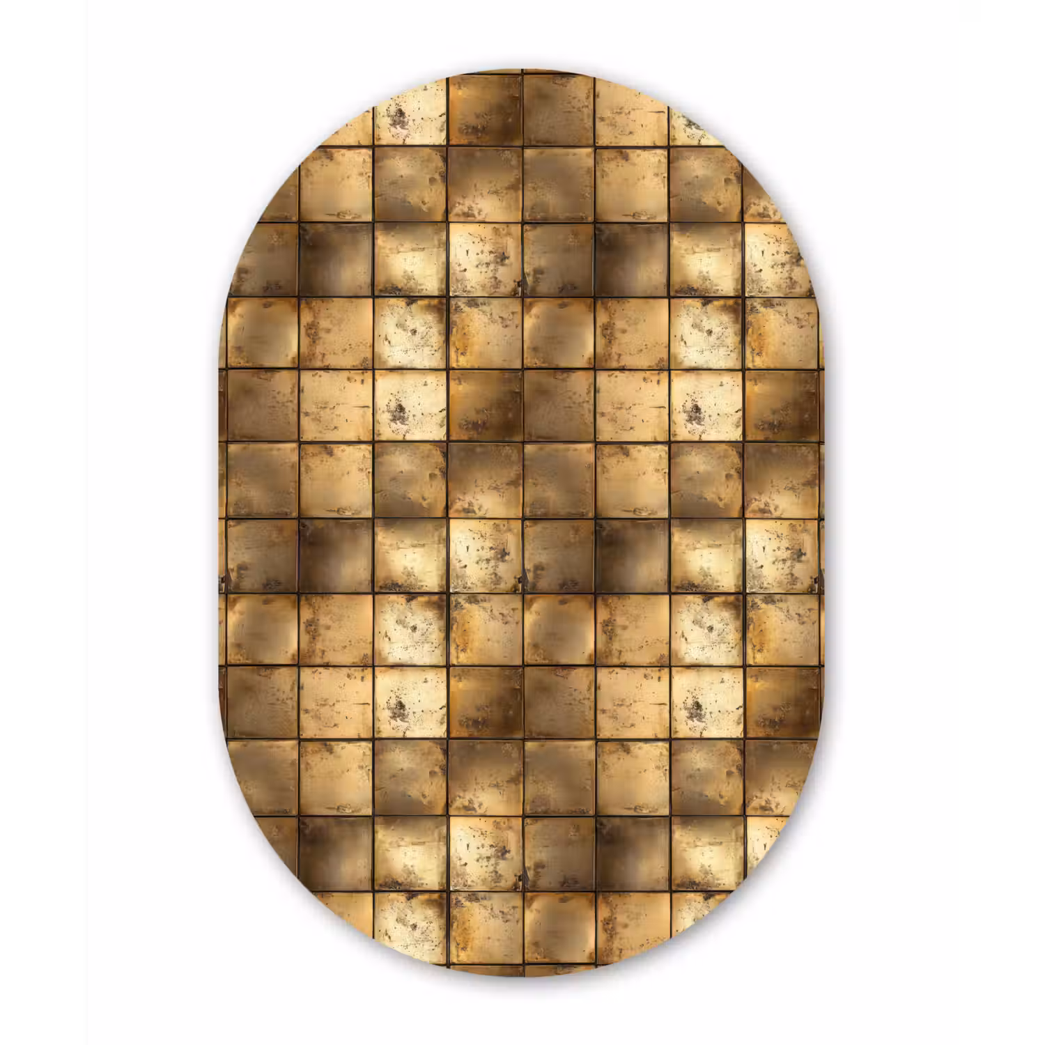 Geometrisch - Tegels - Goud Wandcirkel Ovaal Forex klein 630 -3d