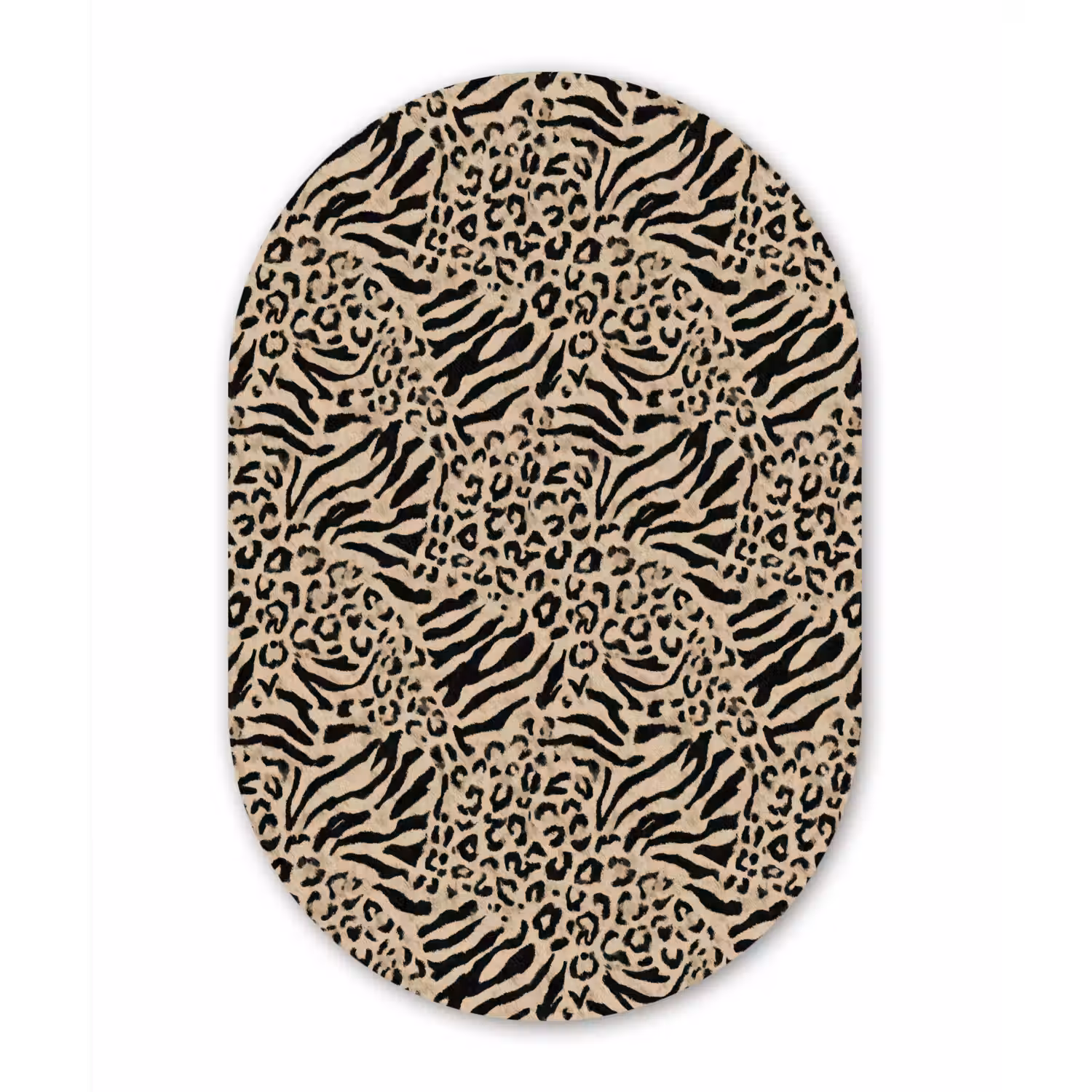 Giraf - Zebra - Motief - Bruin Wandcirkel Ovaal Forex klein 630 -3d