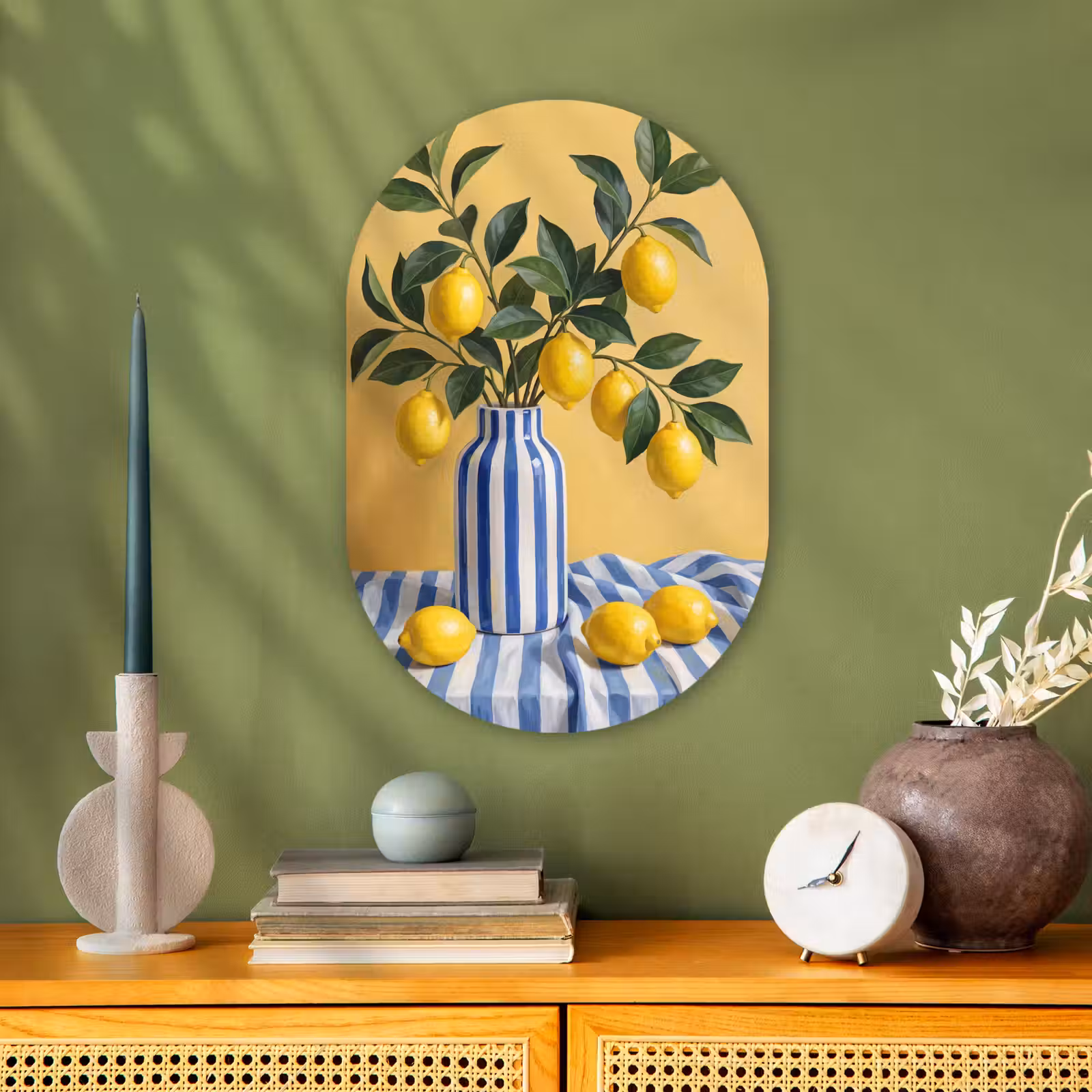Oval - Plastic - Lemon - Still Life - Modern - Citroen - Stilleven - Modern Wandcirkel Ovaal Forex klein