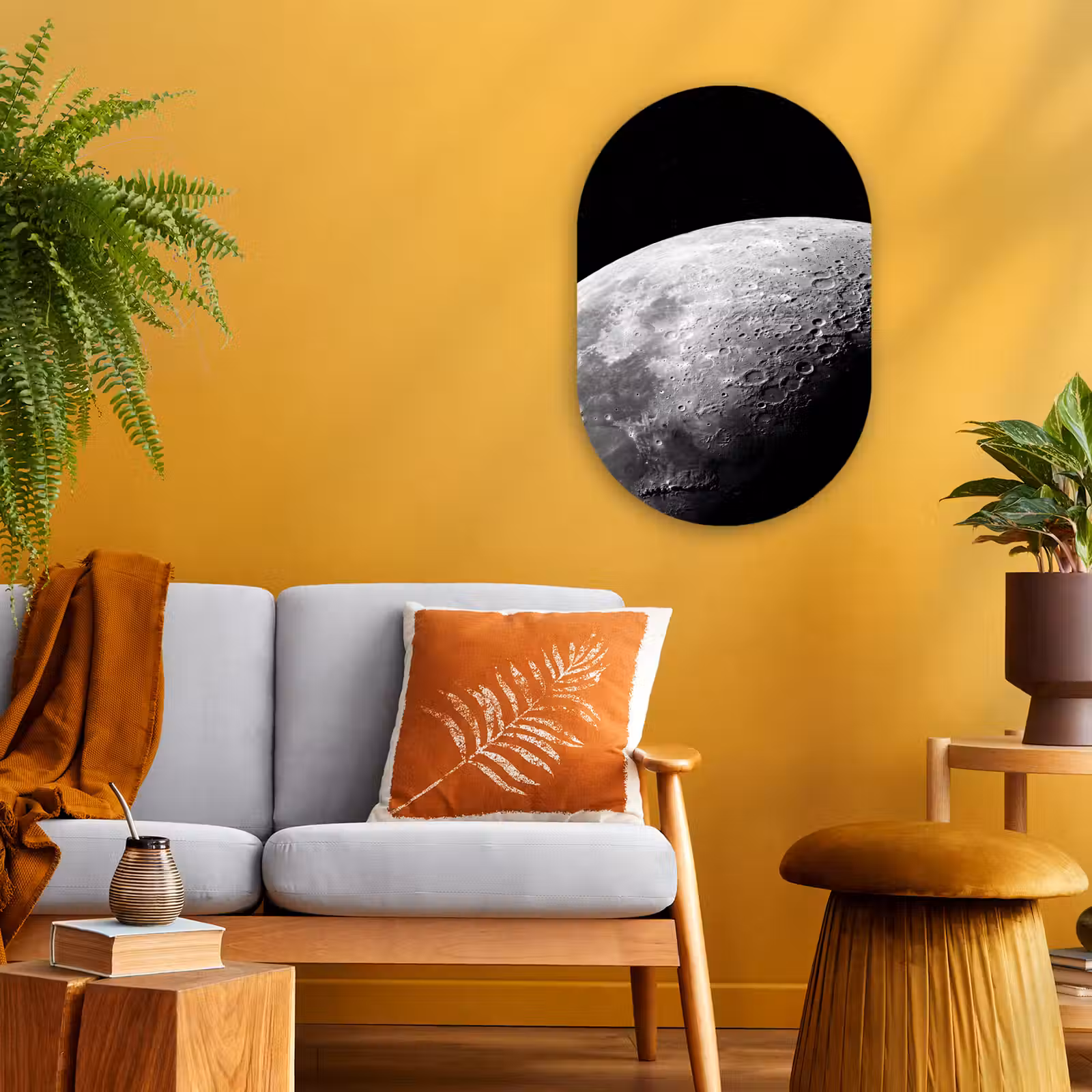 Oval - Plastic - Moon - Craters - Space - Maan - Kraters - Ruimte Wandcirkel Ovaal Forex klein