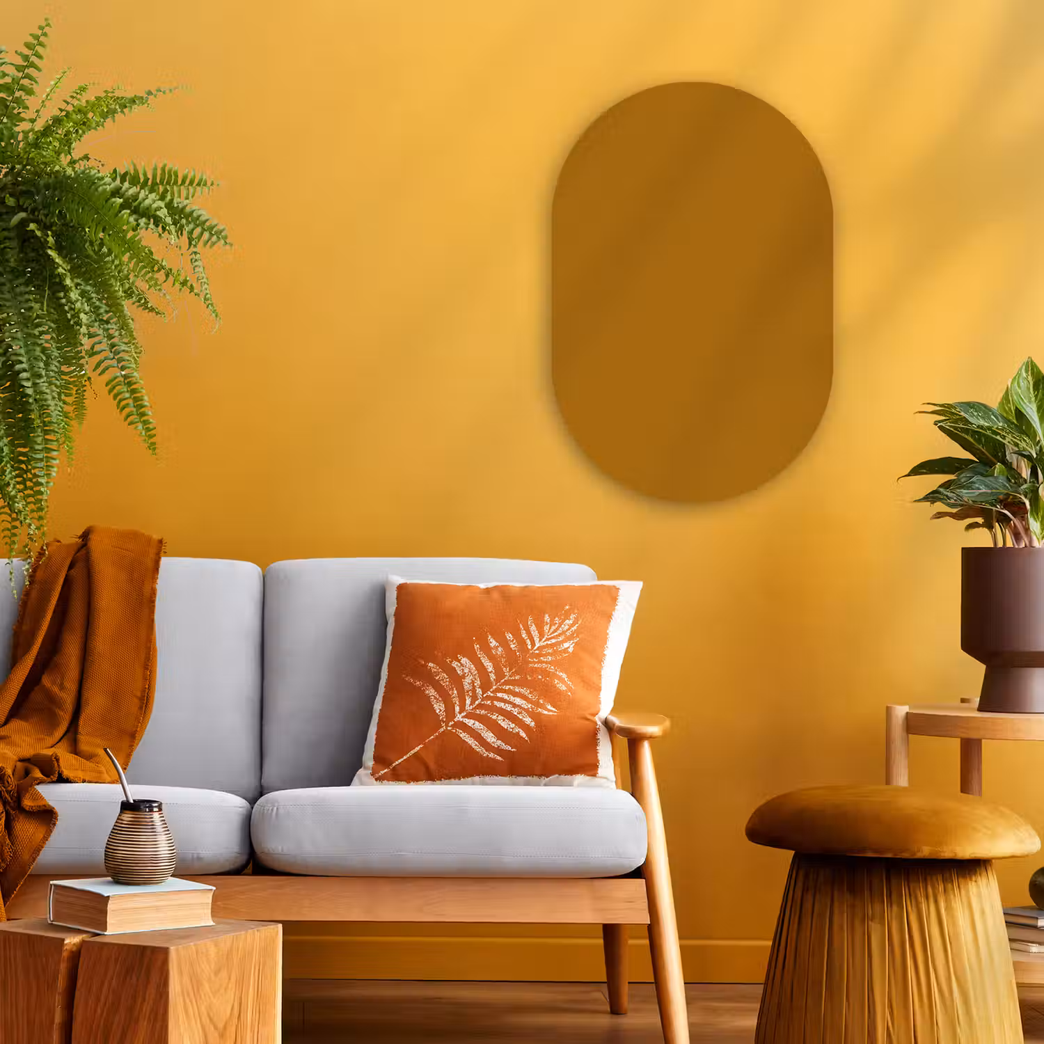 Ocre - Gold - Geel Wandcirkel Ovaal Forex klein 630 -sfeer4