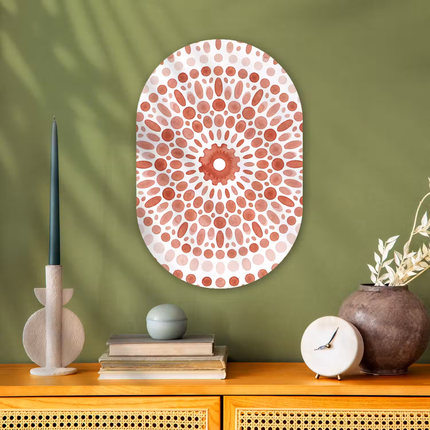 Patroon - Cirkels - Abstract - Modern - Rood Wandcirkel Ovaal Forex klein -sfeer2