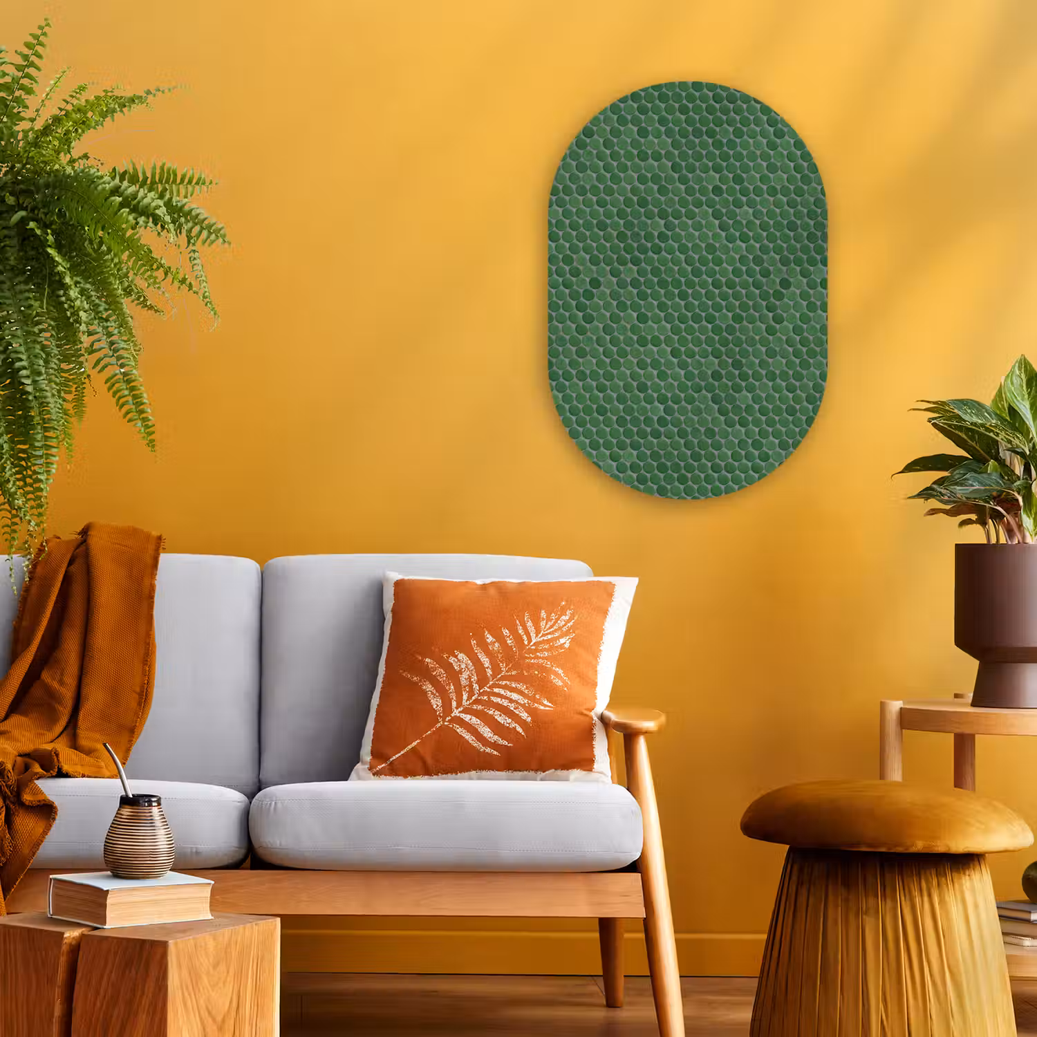 Penny - Mozaïek - Bosgroen - Green Wandcirkel Ovaal Forex klein 630 -sfeer4