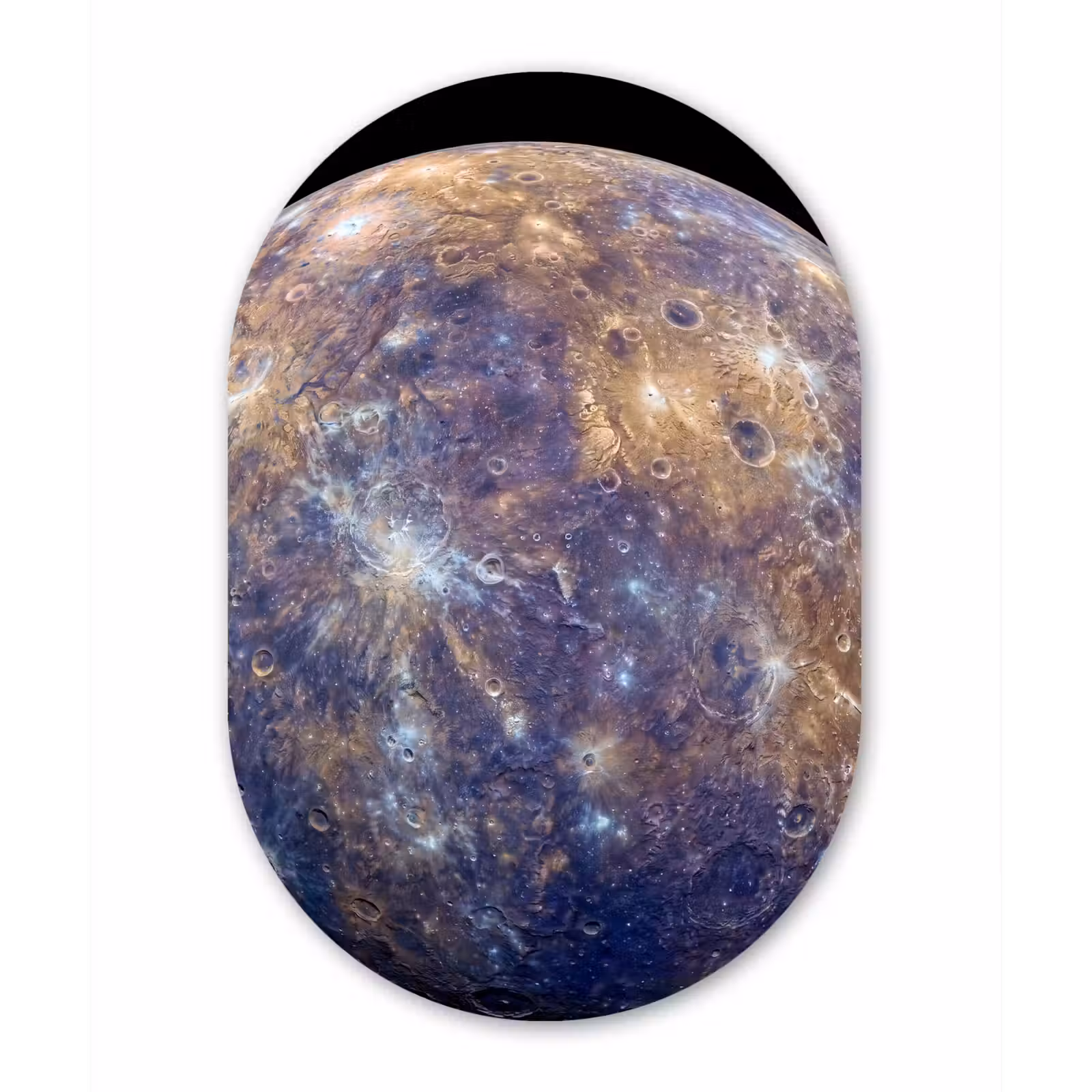 Oval - Plastic - Planet - Craters - Space - Planeet - Kraters - Ruimte Wandcirkel Ovaal Forex klein