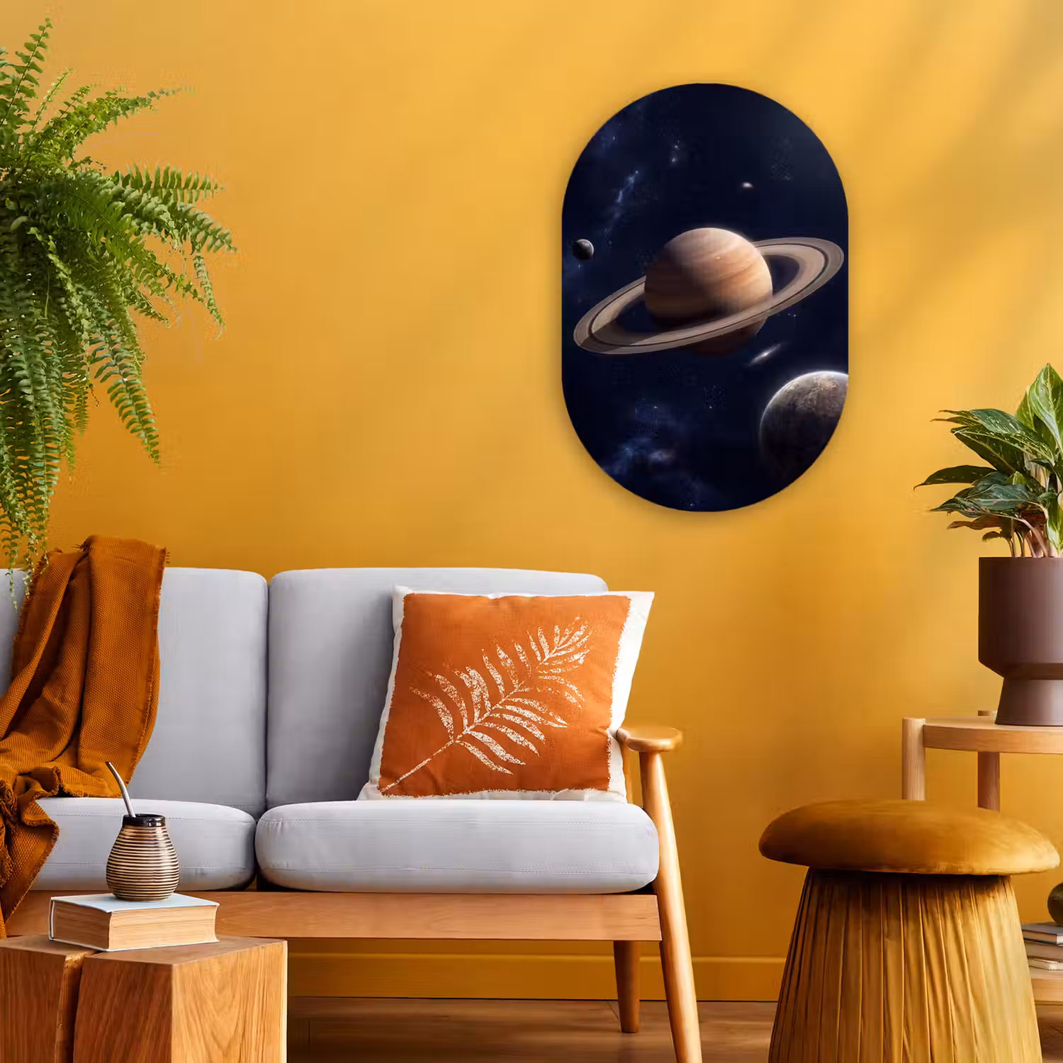Planeten - Saturnus - Ruimte Wandcirkel Ovaal Forex klein -sfeer4